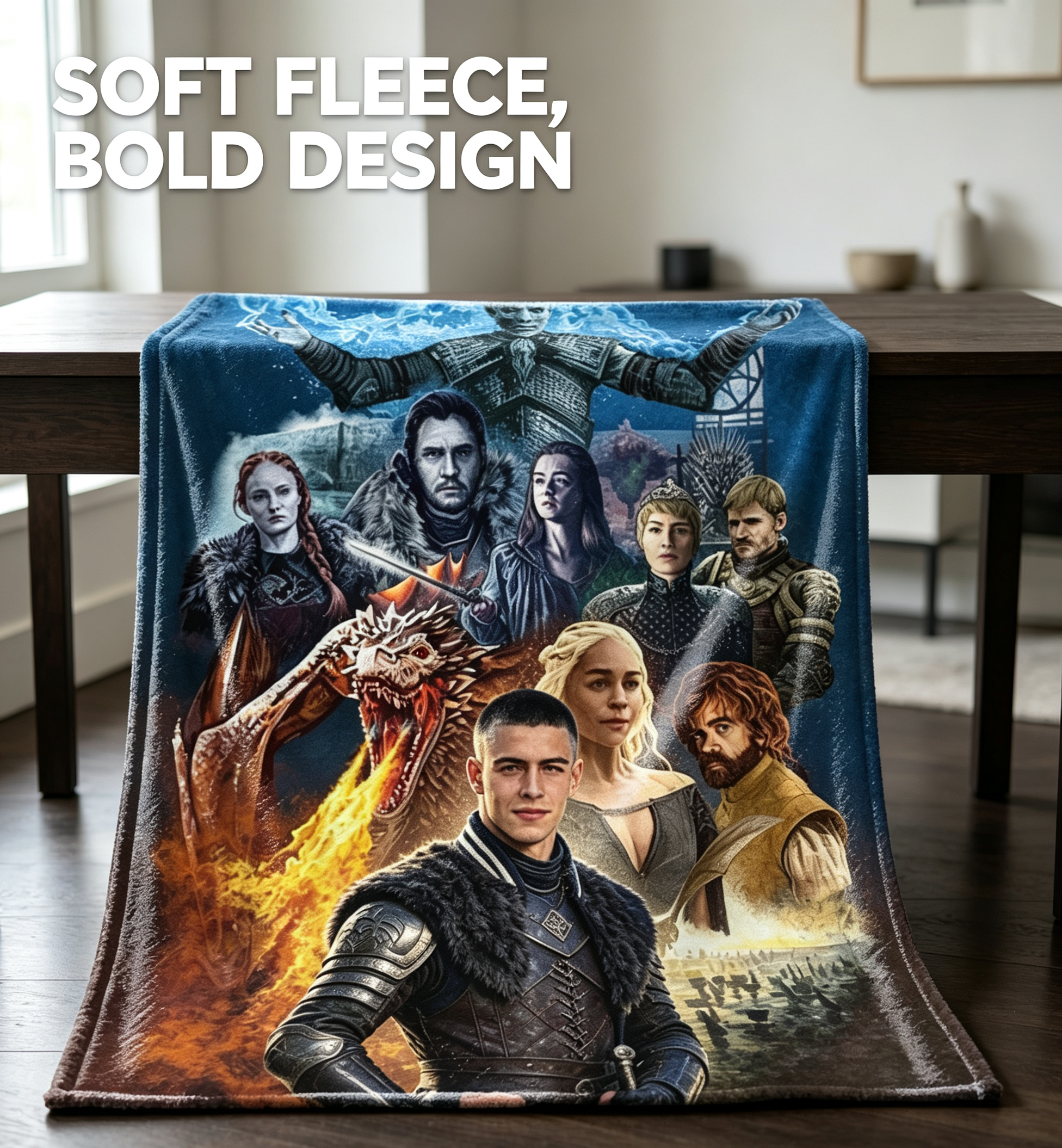 Custom Face Blanket Game of Thrones Characters Flannel Blanket Perfect for Couch, Bed, or Travel Ideal Gift for Fans and Collectors