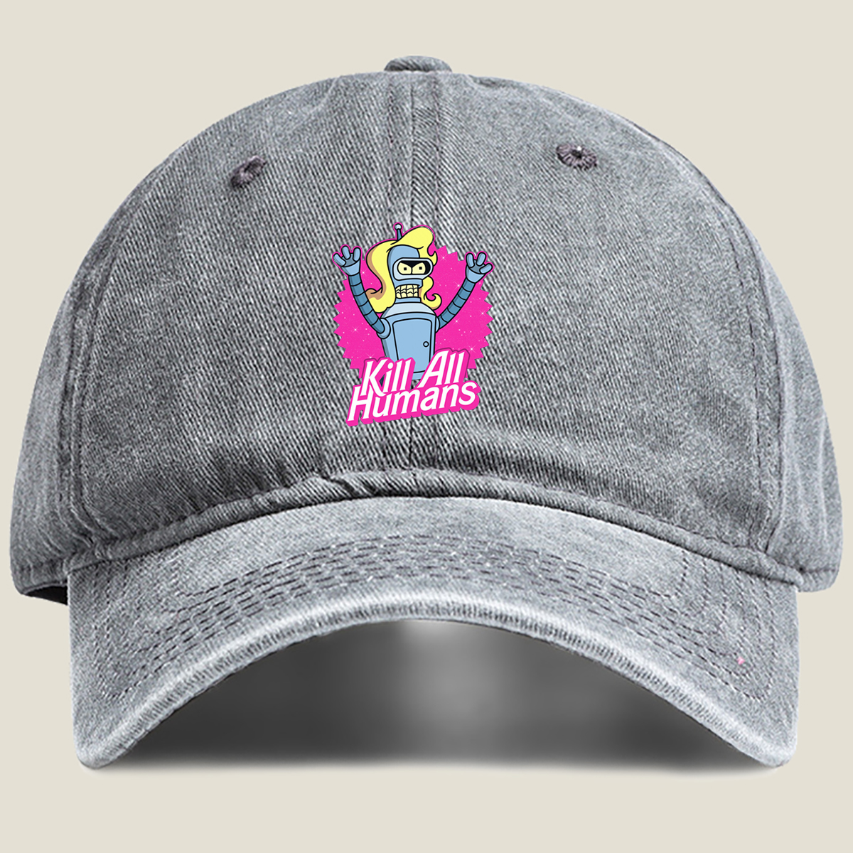 Futurama Bender Kill All Humans - Washed Denim - Baseball Cap