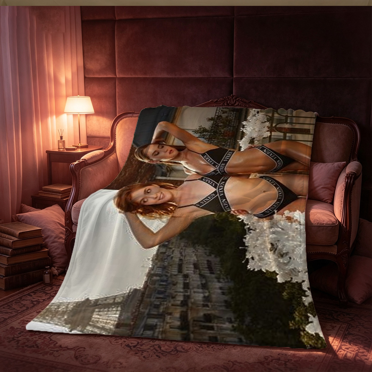 Red Velvet Dress Christmas Seduction - Blanket