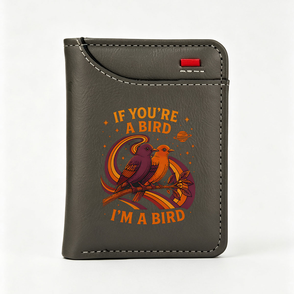 If You're a Bird, I'm a Bird: Two Birds on a Branch with Cosmic Background - Vertical Style Wallet