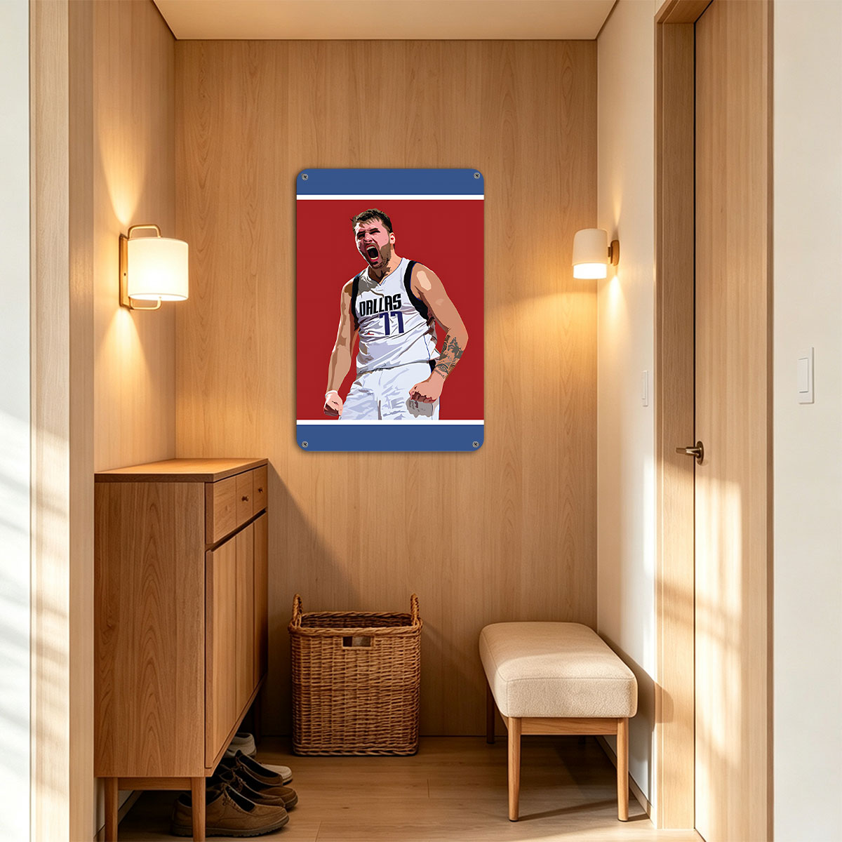 Luka Doncic, Dallas Mavericks #77, Basketball Player, Celebrating on Court - painting