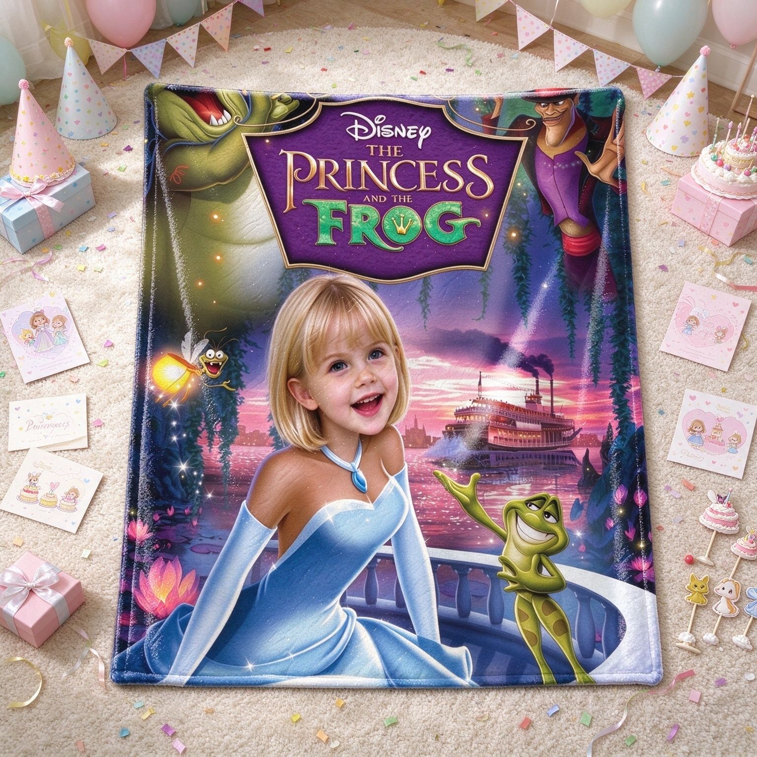 Custom Face Photo Blanket Personalized Princess Flannel Throw Ultra Soft Skin-Friendly Cozy Bed and Couch Gift