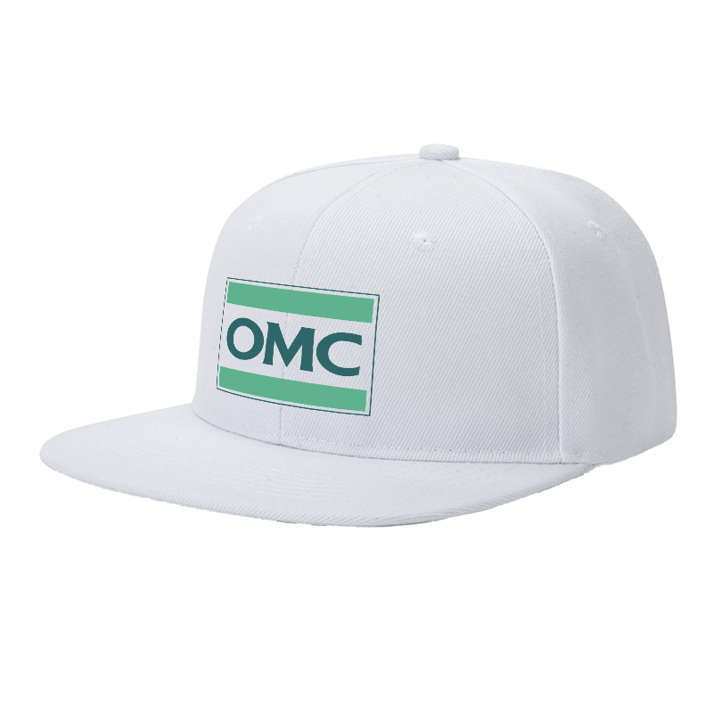 Flat Brim Baseball Cap OMC Logo Print Streetwear Underground Skate Style for Basketball Court Skate Park Urban Riders and Hip Hop Artists
