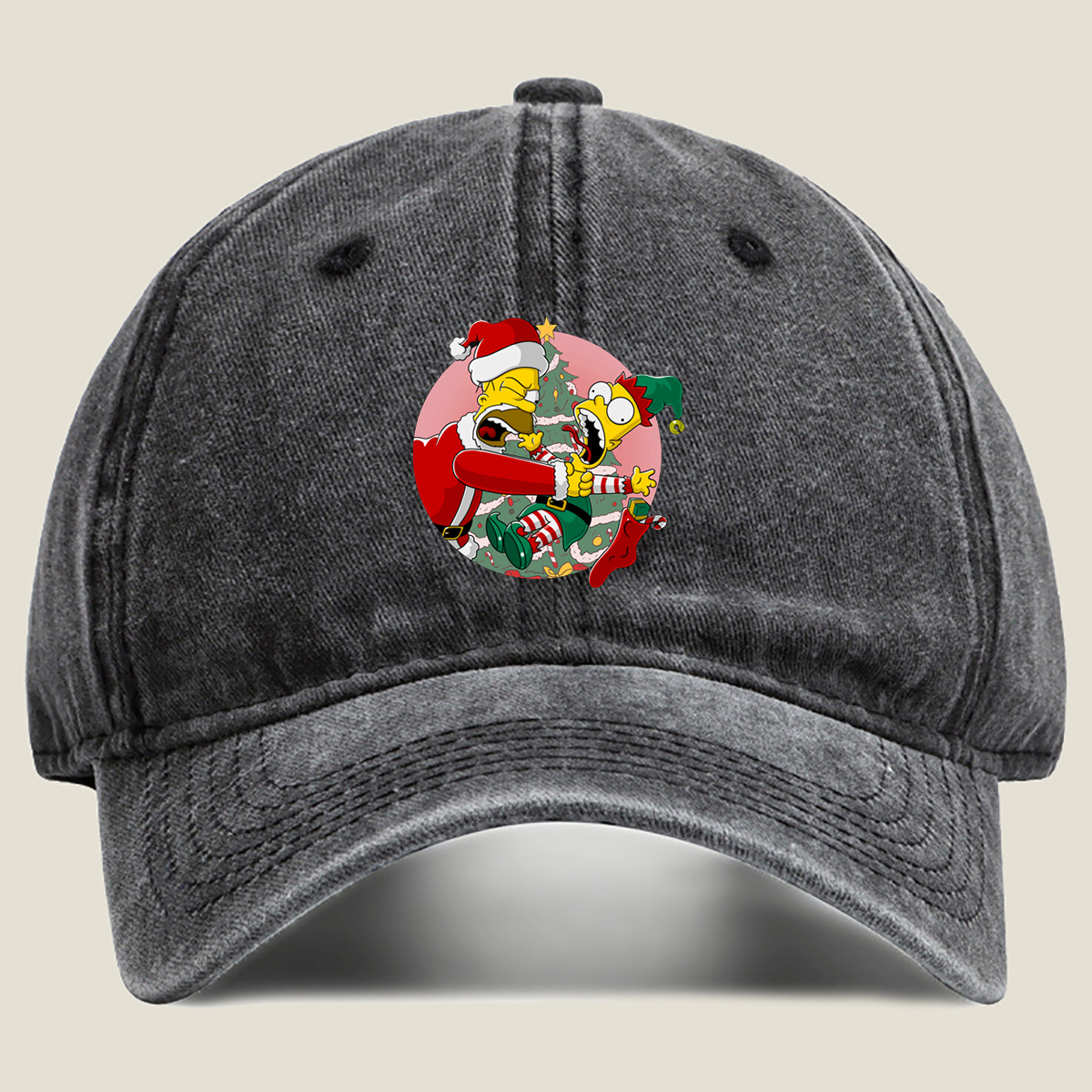 Simpsons Christmas Chaos: Homer and Bart in Holiday Hijinks - Washed Denim - Baseball Cap