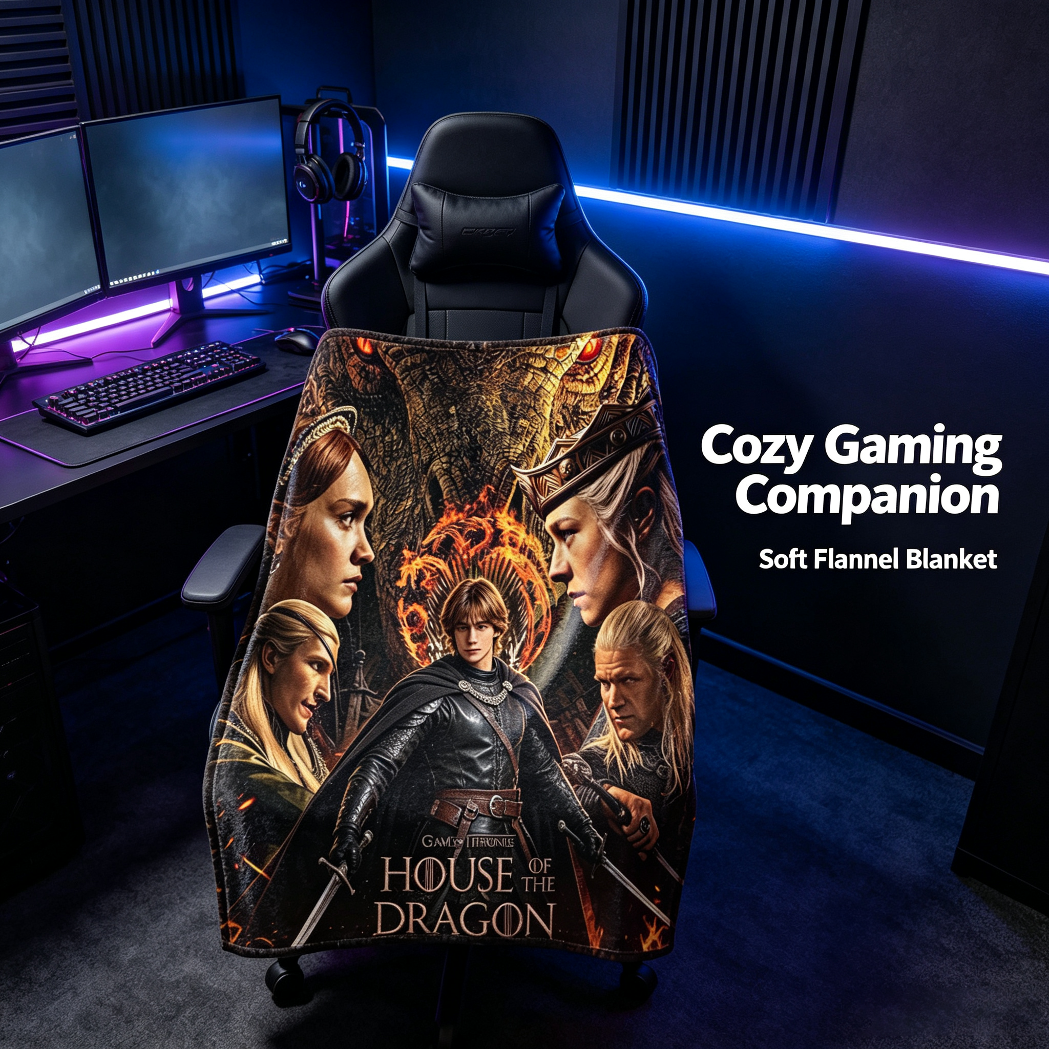 Custom Face Blanket House of the Dragon Flannel Blanket for Couch or Bedding Perfect Gift for Fans of Game of Thrones Series