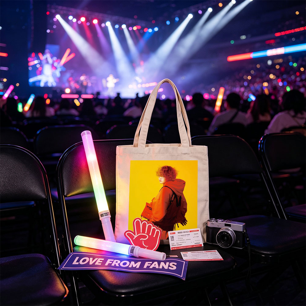Yuta from Exile Tribe in a Bold Orange Outfit with a Backpack Against a Vibrant Yellow Background - Canvas tote bags
