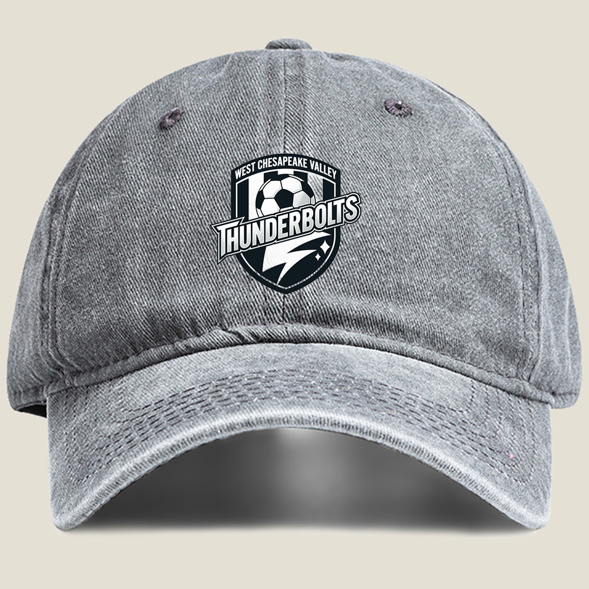 West Chesapeake Valley Thunderbolts Soccer Team Logo - Washed Denim - Baseball Cap