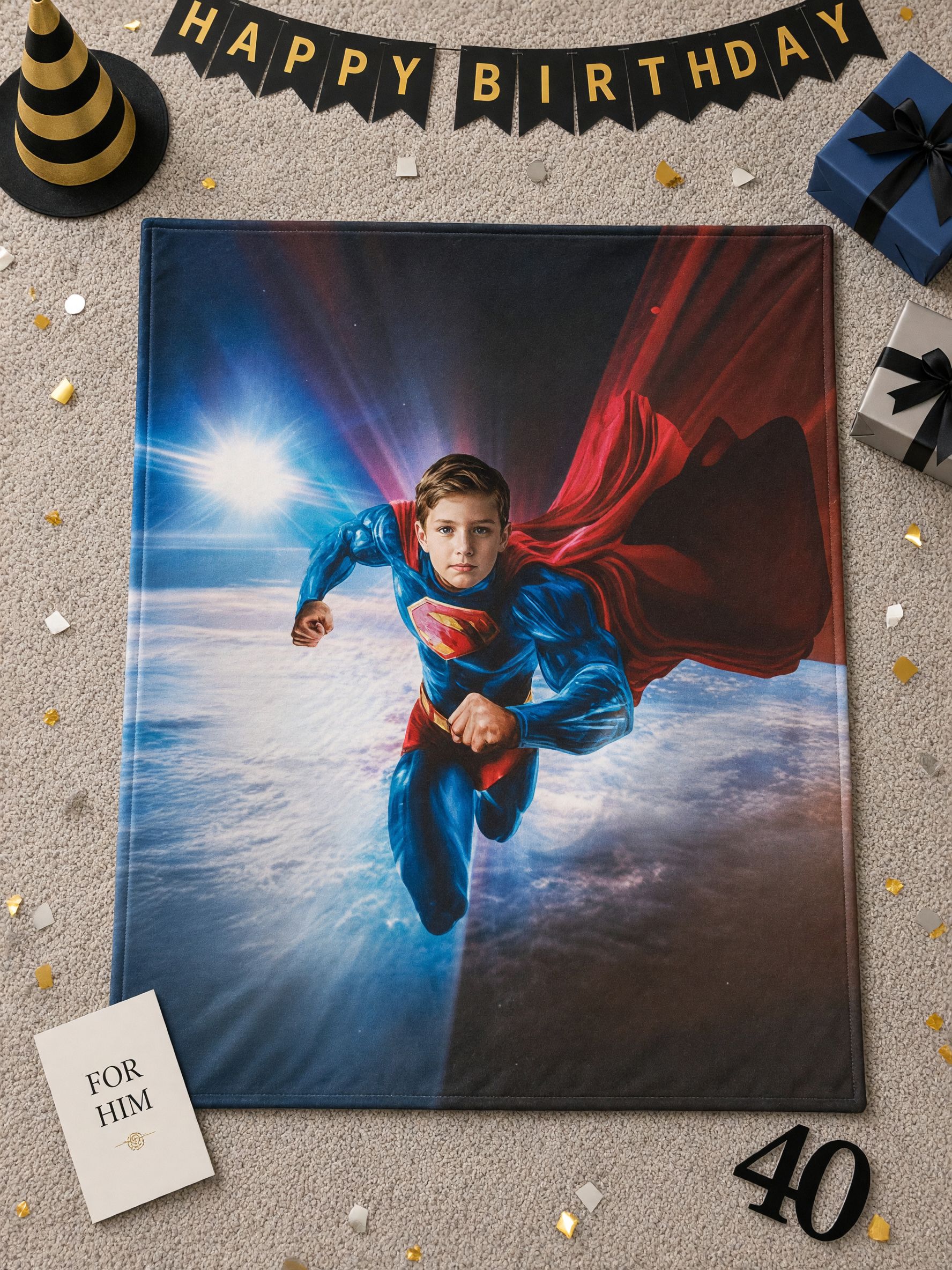 Custom Photo Superhero Blanket Ultra Soft Flannel Throw Personalized Hero Portrait Fleece Blanket Gift for Kids