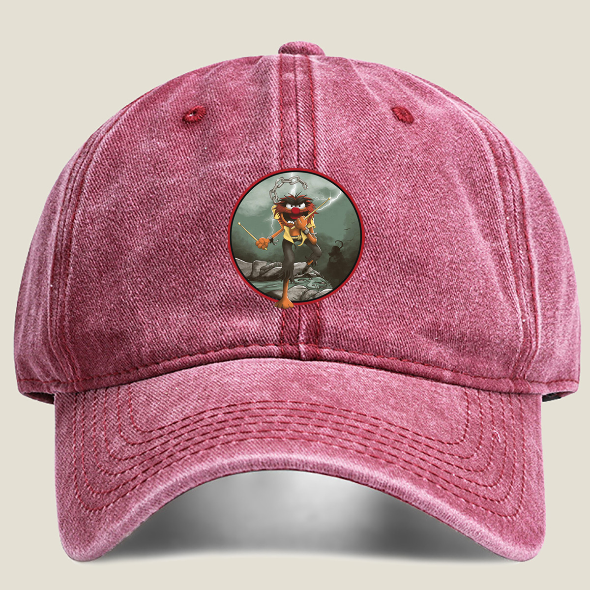 Iron Mayhem: The Drummer - Animal from The Muppets - Washed Denim - Baseball Cap