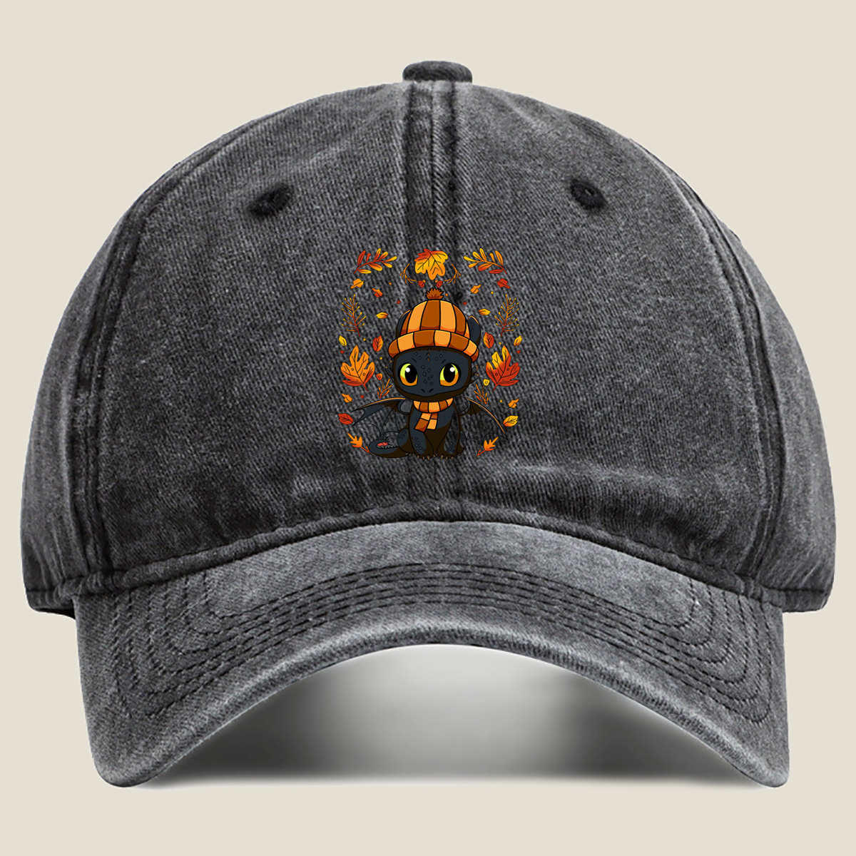 How to Train Your Dragon: Toothless in Autumn Attire - Washed Denim - Baseball Cap