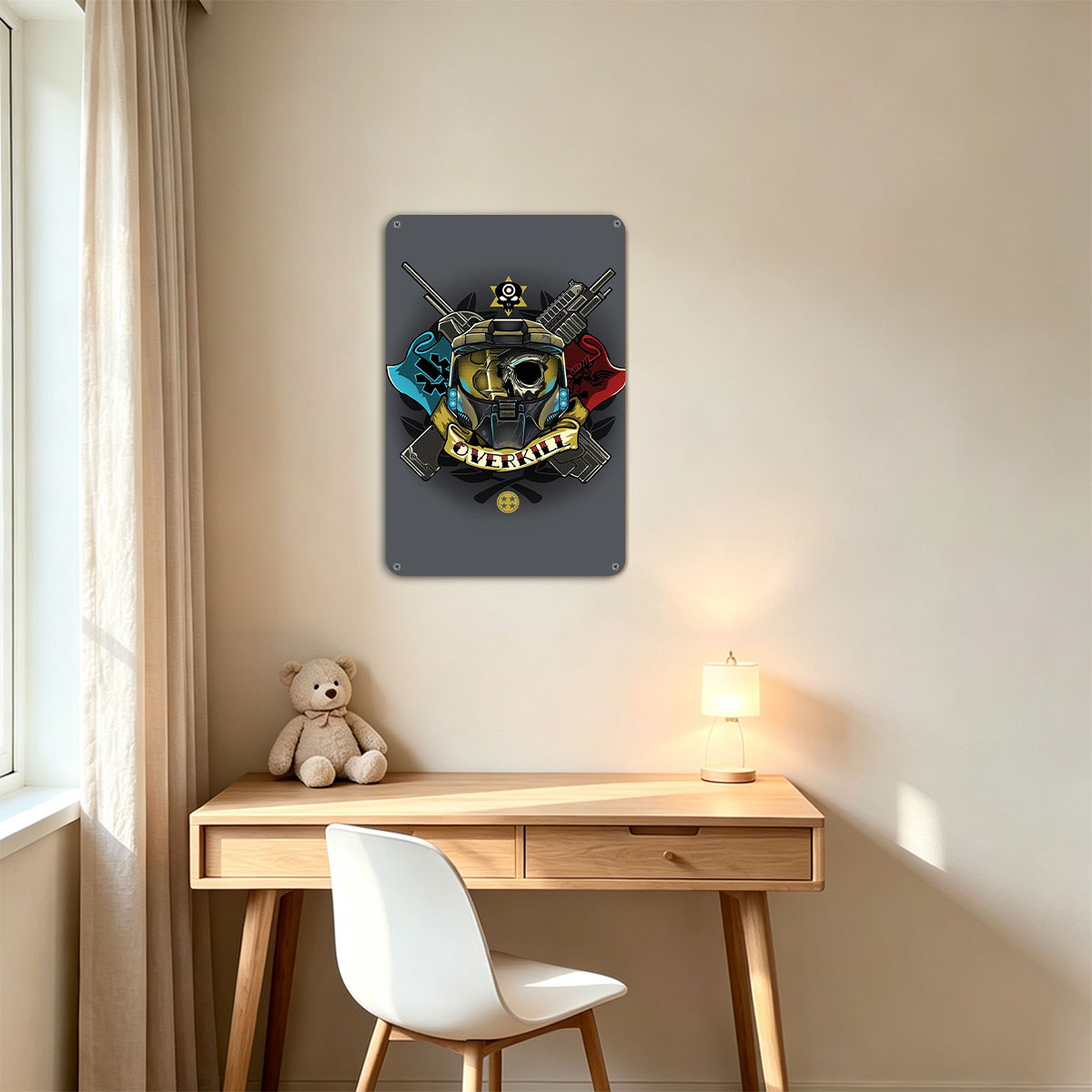Overkill: Tactical Skull with Crossed Guns and Flags - painting