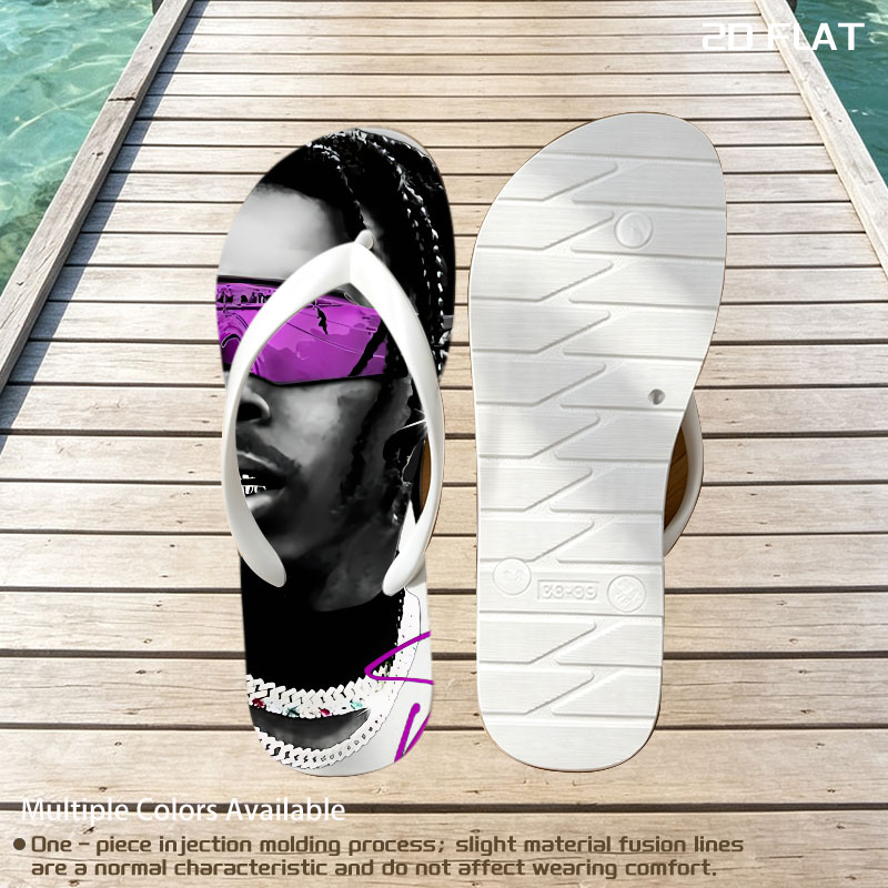 Lil Durk in Purple Sunglasses and Chain Necklace -  flip-flops