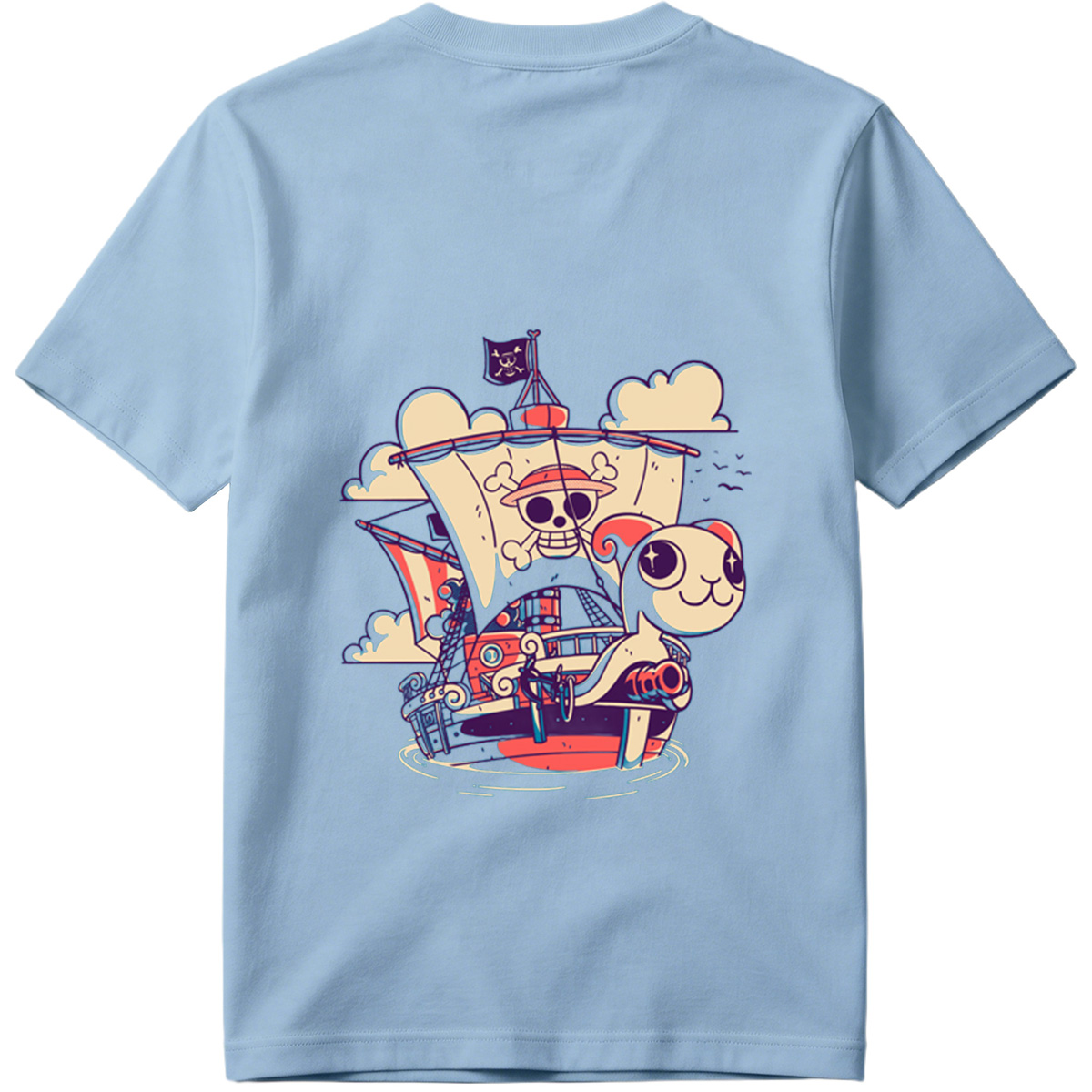 Pirate Ship with Cat and Skull Captain - Tee