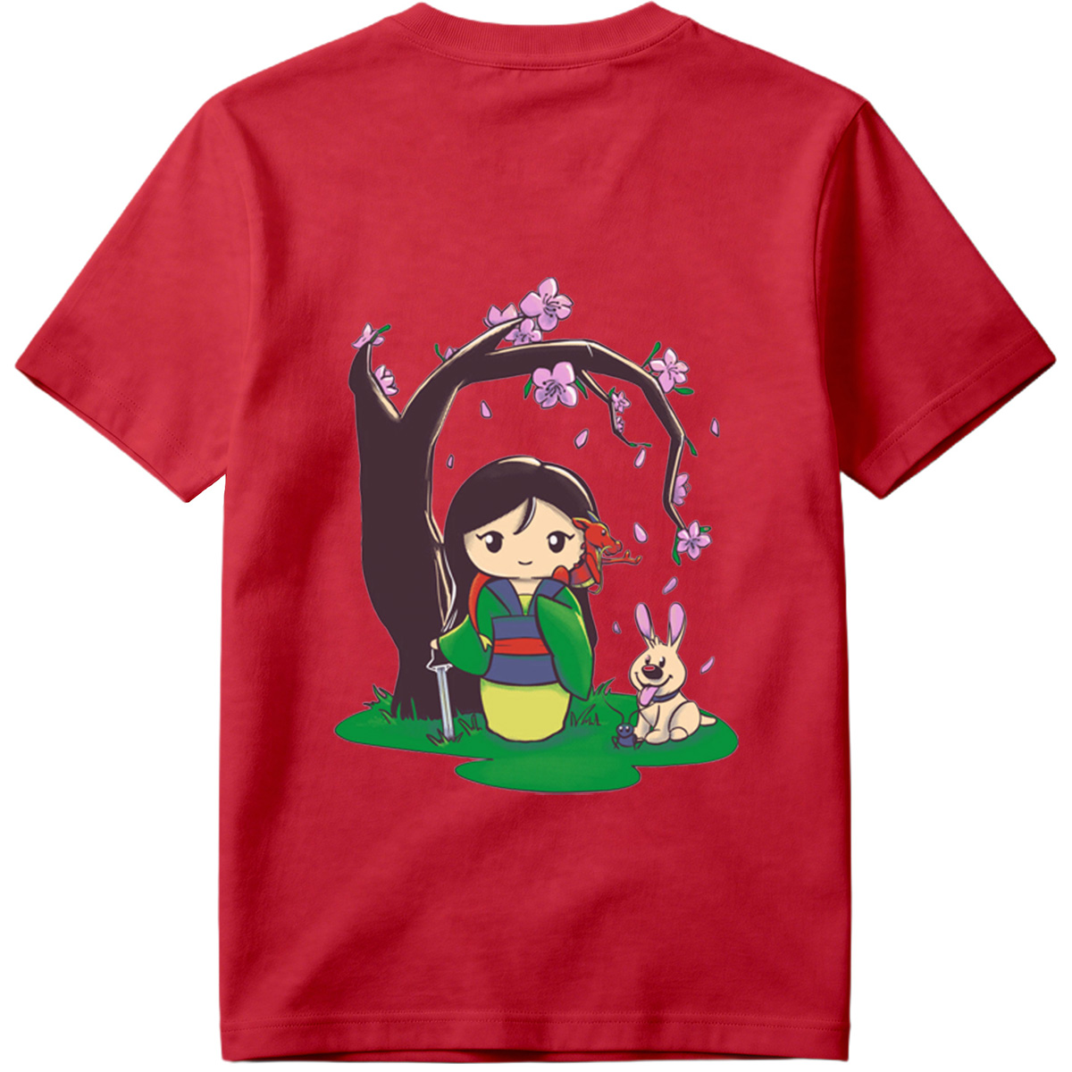 Mulan with Mushu and Cri-Kee Under Cherry Blossom Tree - Tee