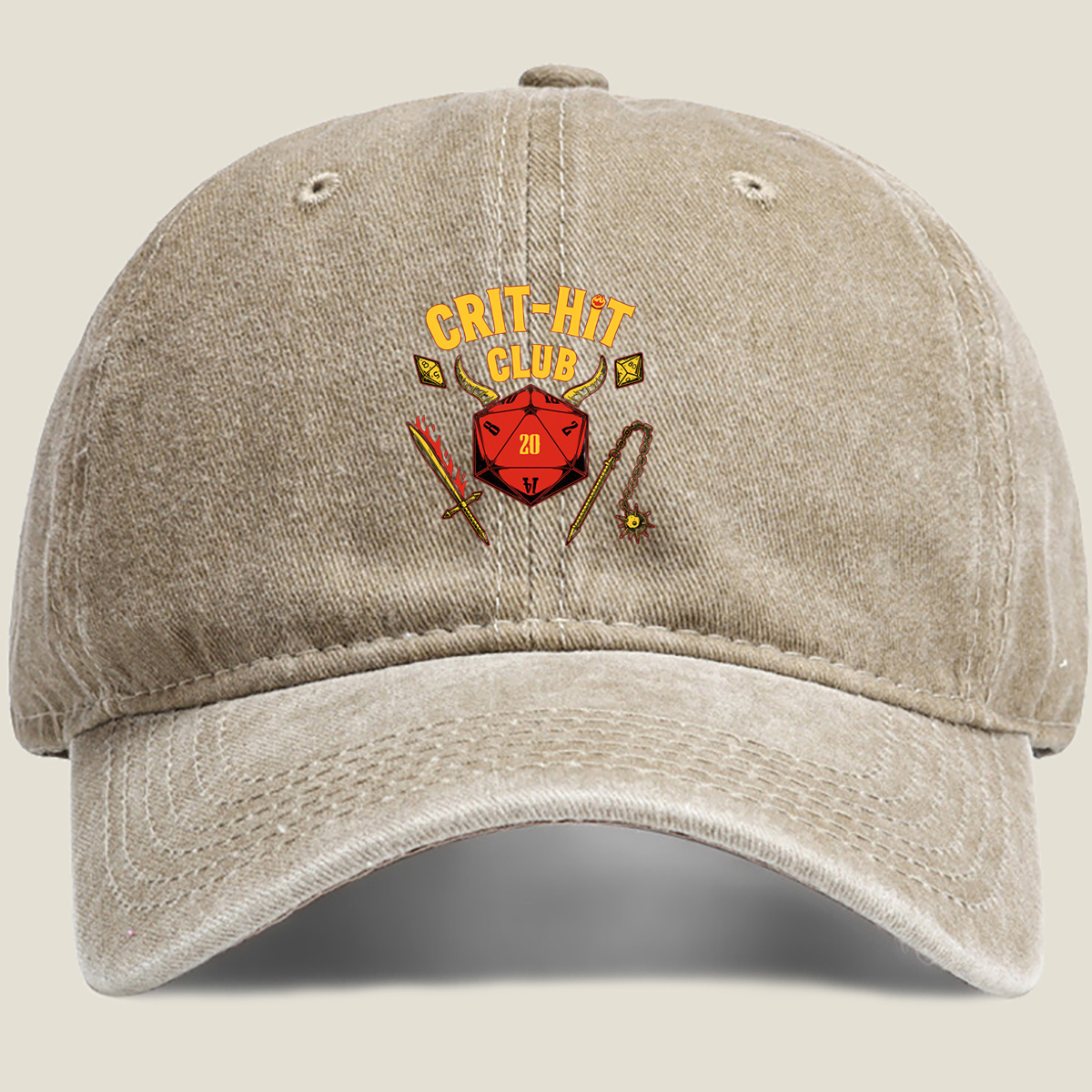 Crit-Hit Club: D&D Dice & Fantasy Gear - Washed Denim - Baseball Cap