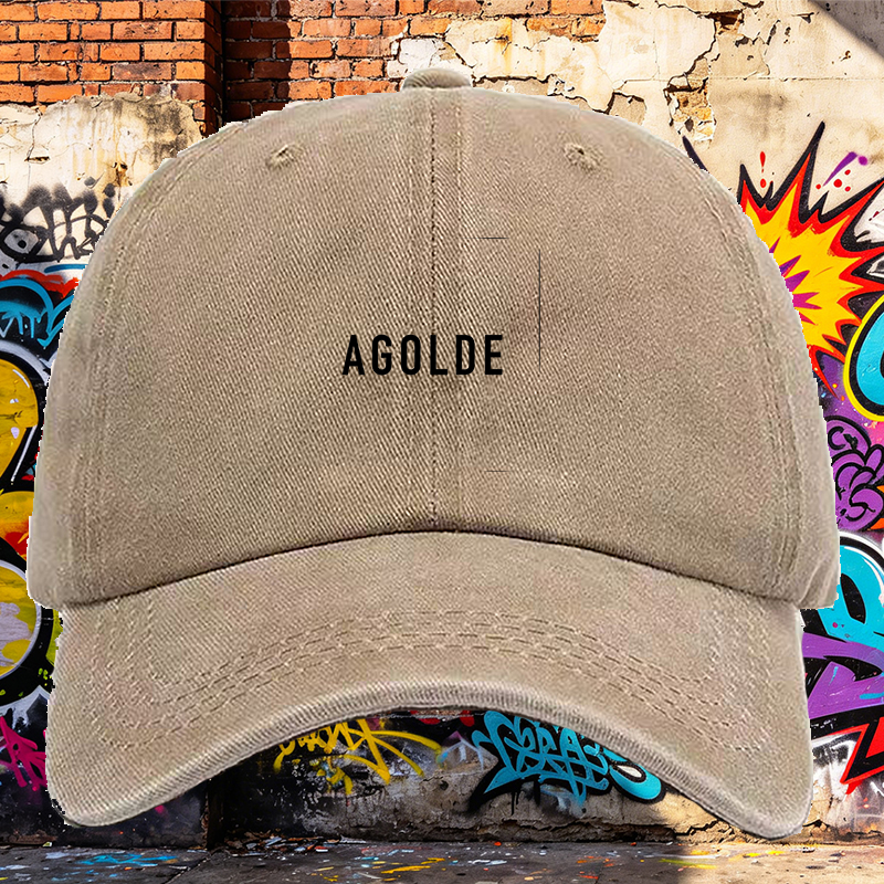 Men's AGOLDE Logo Print Washed Cotton Baseball Cap Lightweight Casual Round Brim Summer Hat for Outdoor Activities Urban Streetwear Style Adults Unisex Fit