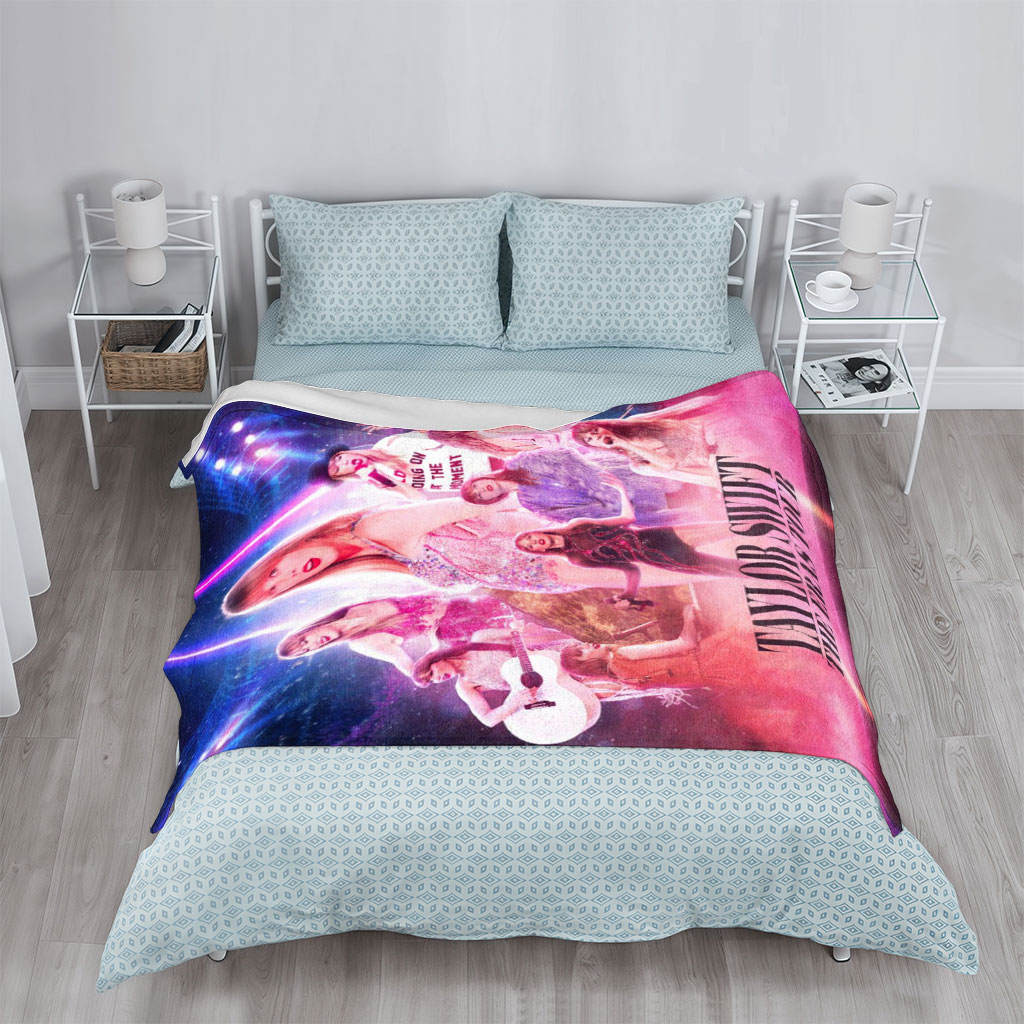 Taylor Swift The Eras Tour Concert Performance Poster with Multiple Outfits and Stage Lights - Blankets