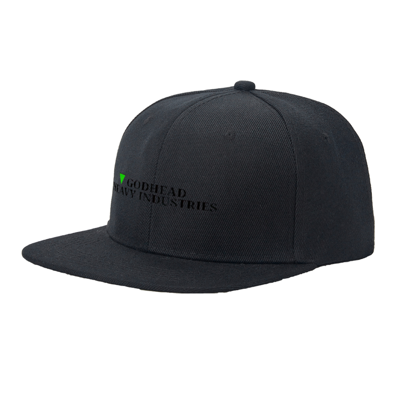 Flat Brim Baseball Cap Godhead Heavy Industries Logo Print Streetwear Underground Skate Style for Basketball Court Skate Park Urban Riders Rappers Streetwear Enthusiasts