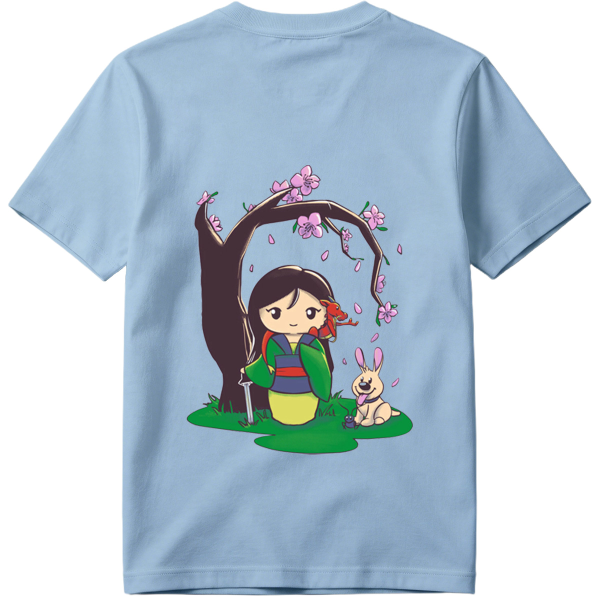 Mulan with Mushu and Cri-Kee Under Cherry Blossom Tree - Tee
