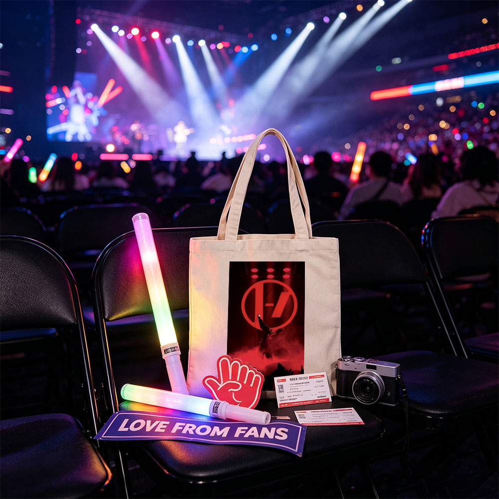 Imagine Dragons Live Performance with Red Stage Lighting and Iconic Logo - Canvas tote bags