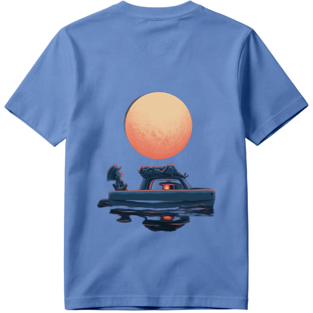 Mario and Bowser in a Boat Under the Moon - Tee