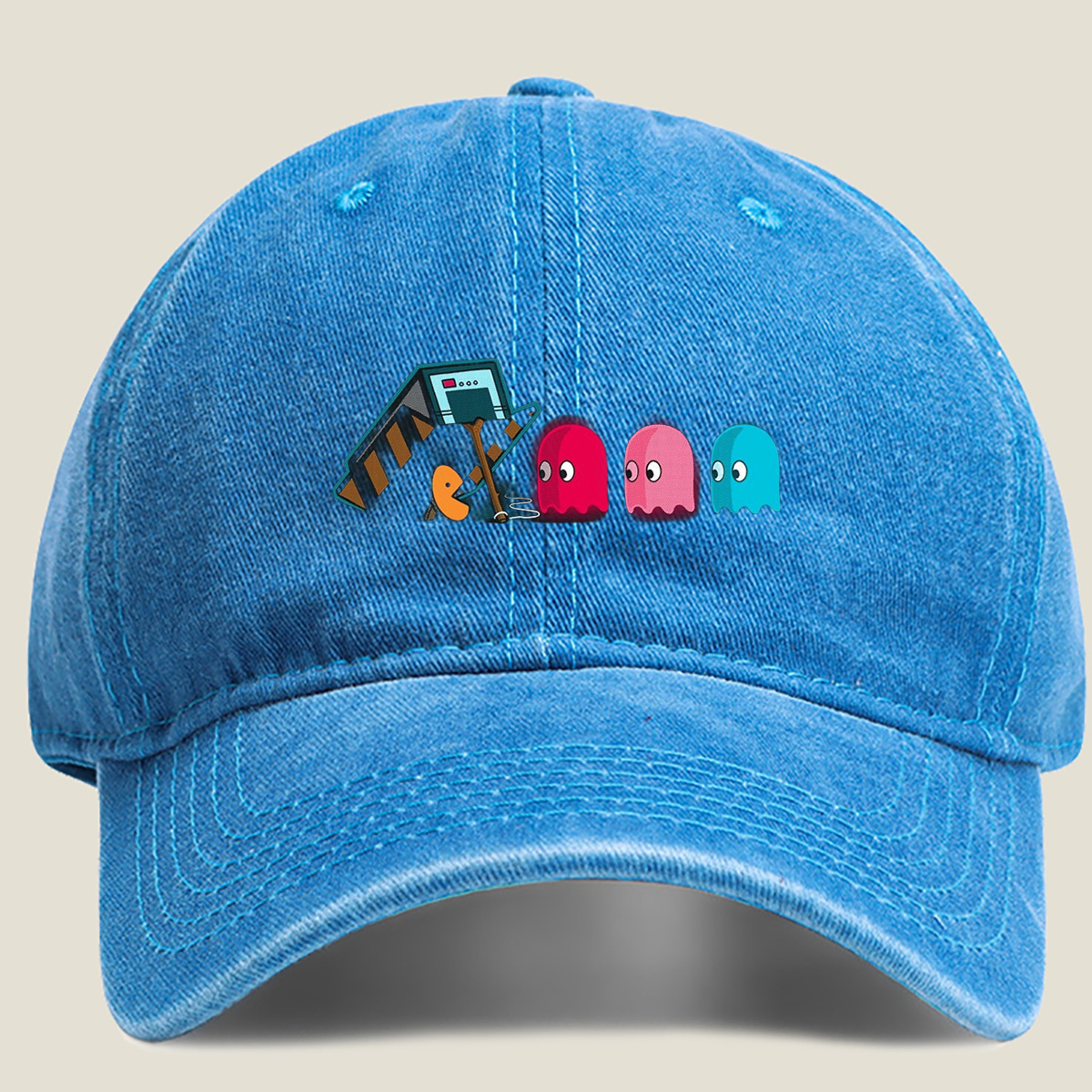 Pac-Man and Ghosts: Classic Arcade Encounter - Washed Denim - Baseball Cap