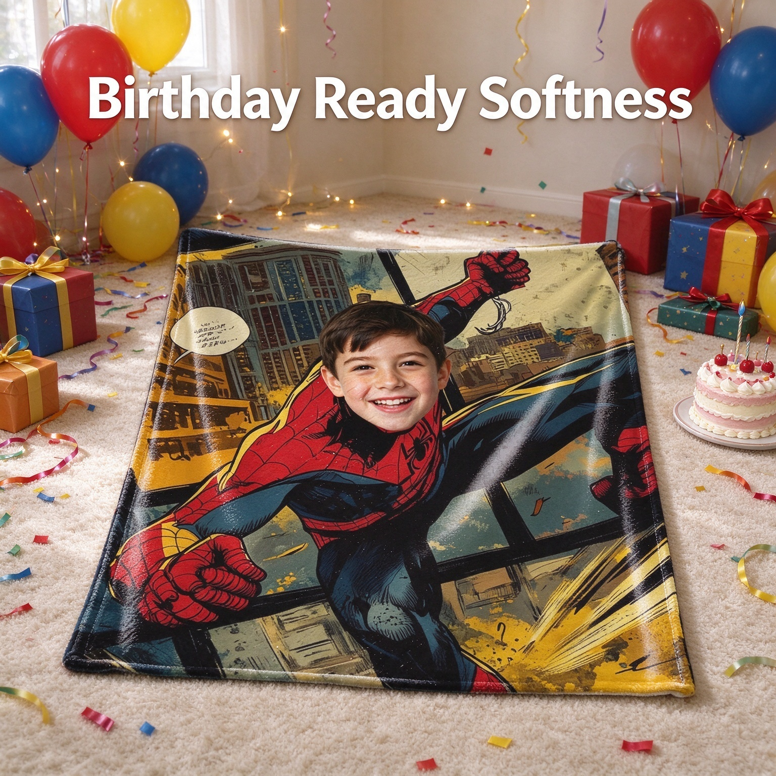 Custom Face Superhero Comic Throw Blanket, Ultra Soft Flannel Photo Fleece Wrap, Ideal Personalized Gift
