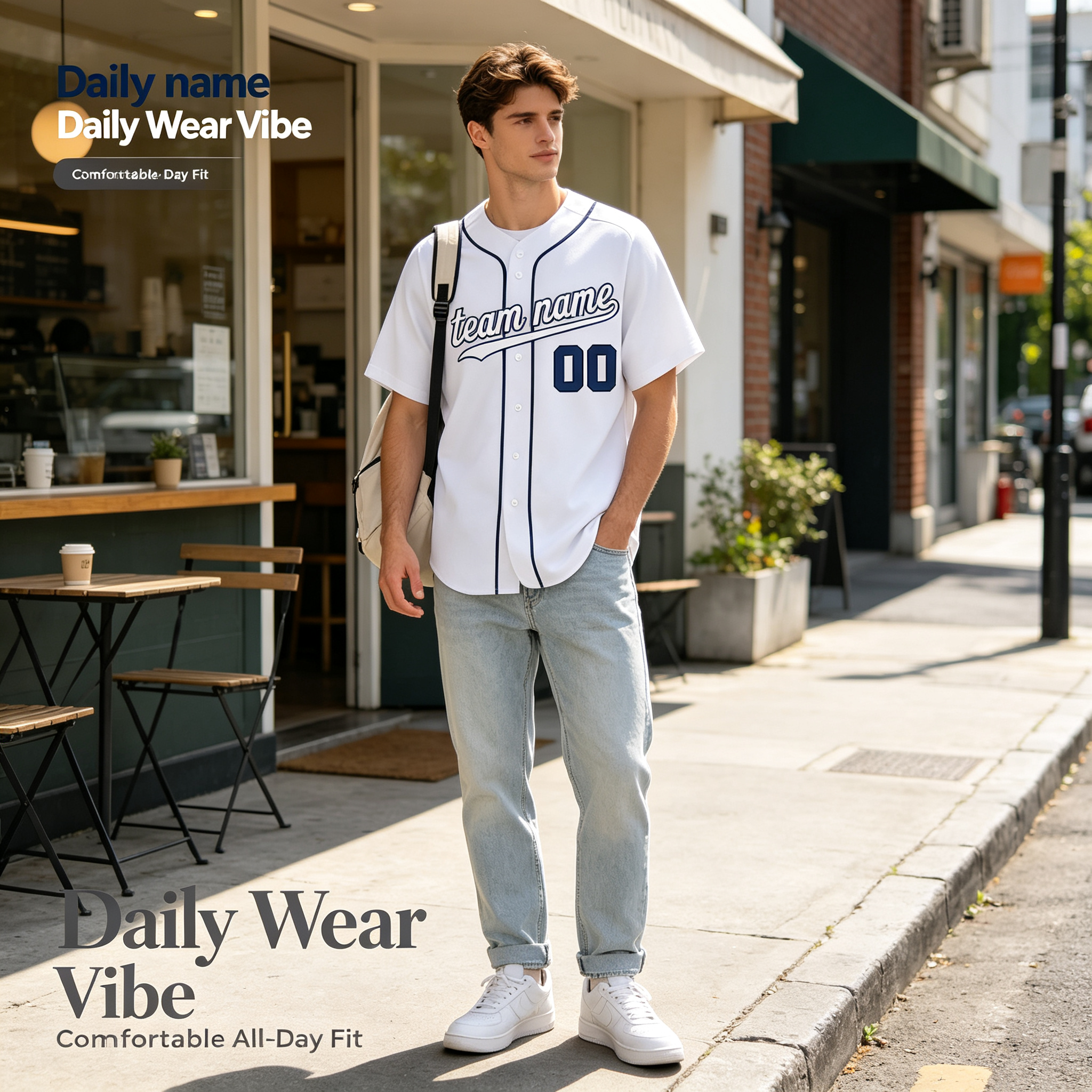 Custom Printed Detroit Script Style Baseball Jersey Anthracite Charcoal Orange Trim Button Down Shirt for Men and Women