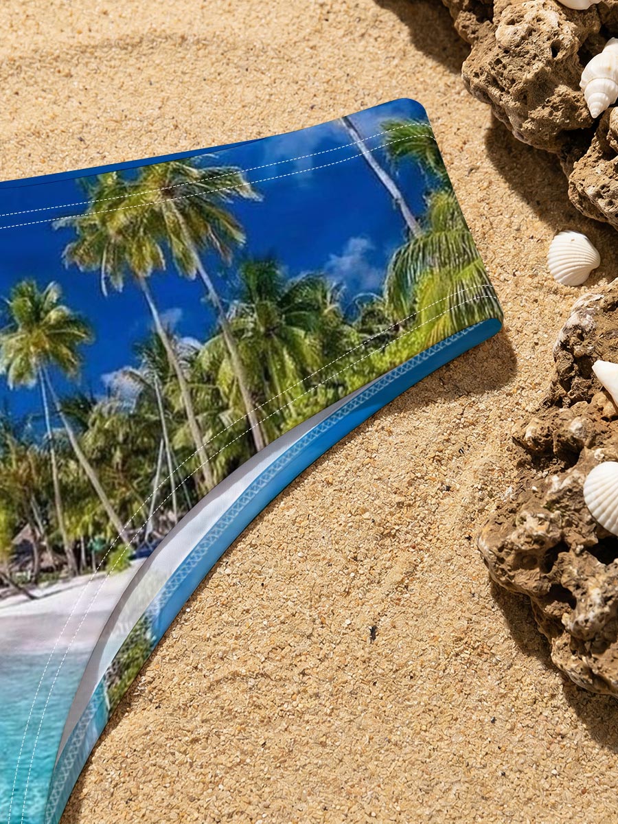 Crystal Clear Waters and Palm Trees on a Tropical Beach -  Men's swim trunks