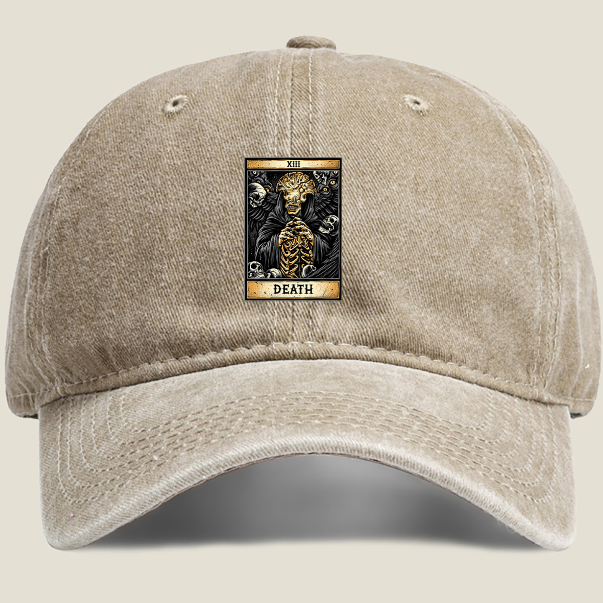 Death Tarot Card - XIII - Washed Denim - Baseball Cap