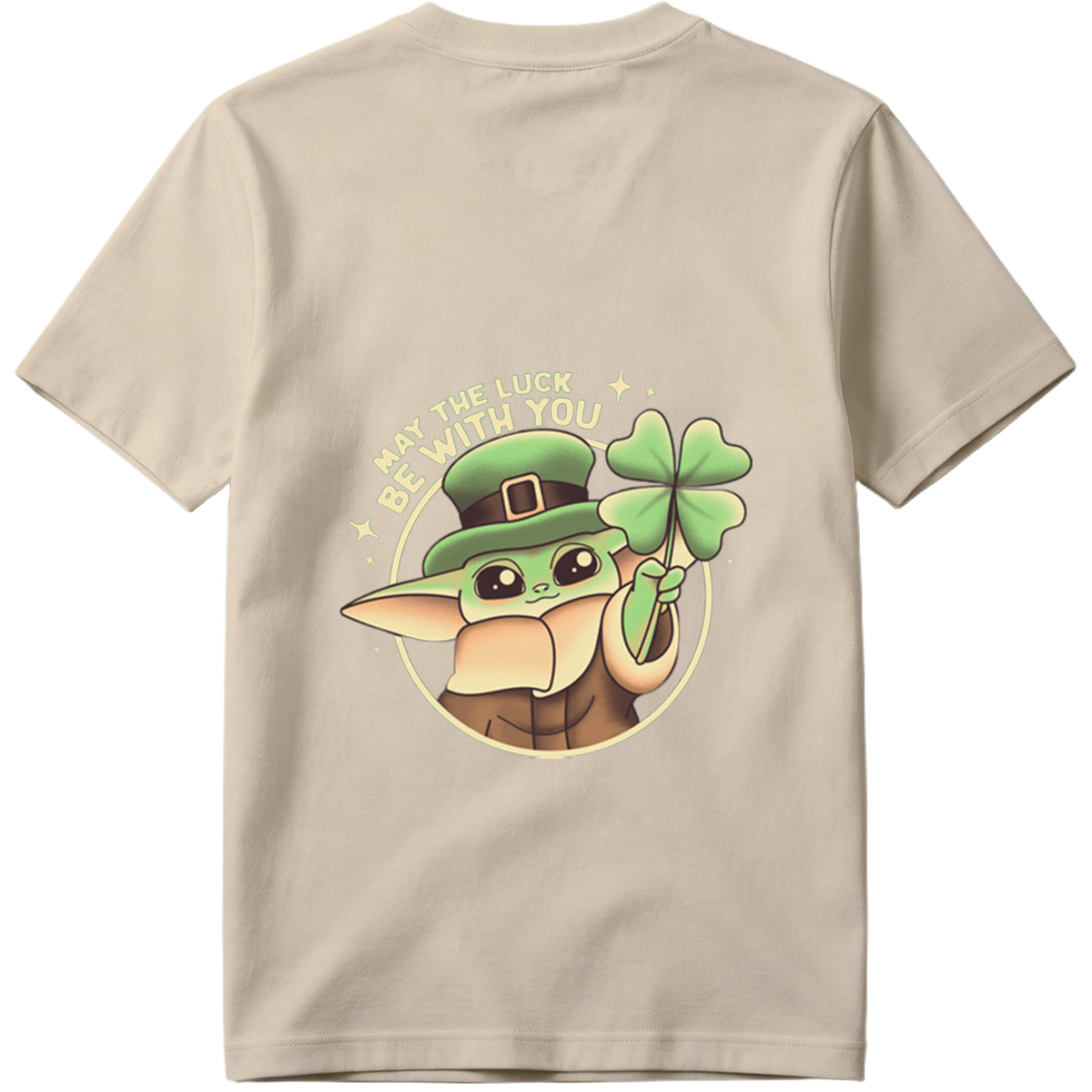 Baby Yoda Wearing Leprechaun Hat Holding Four Leaf Clover with 