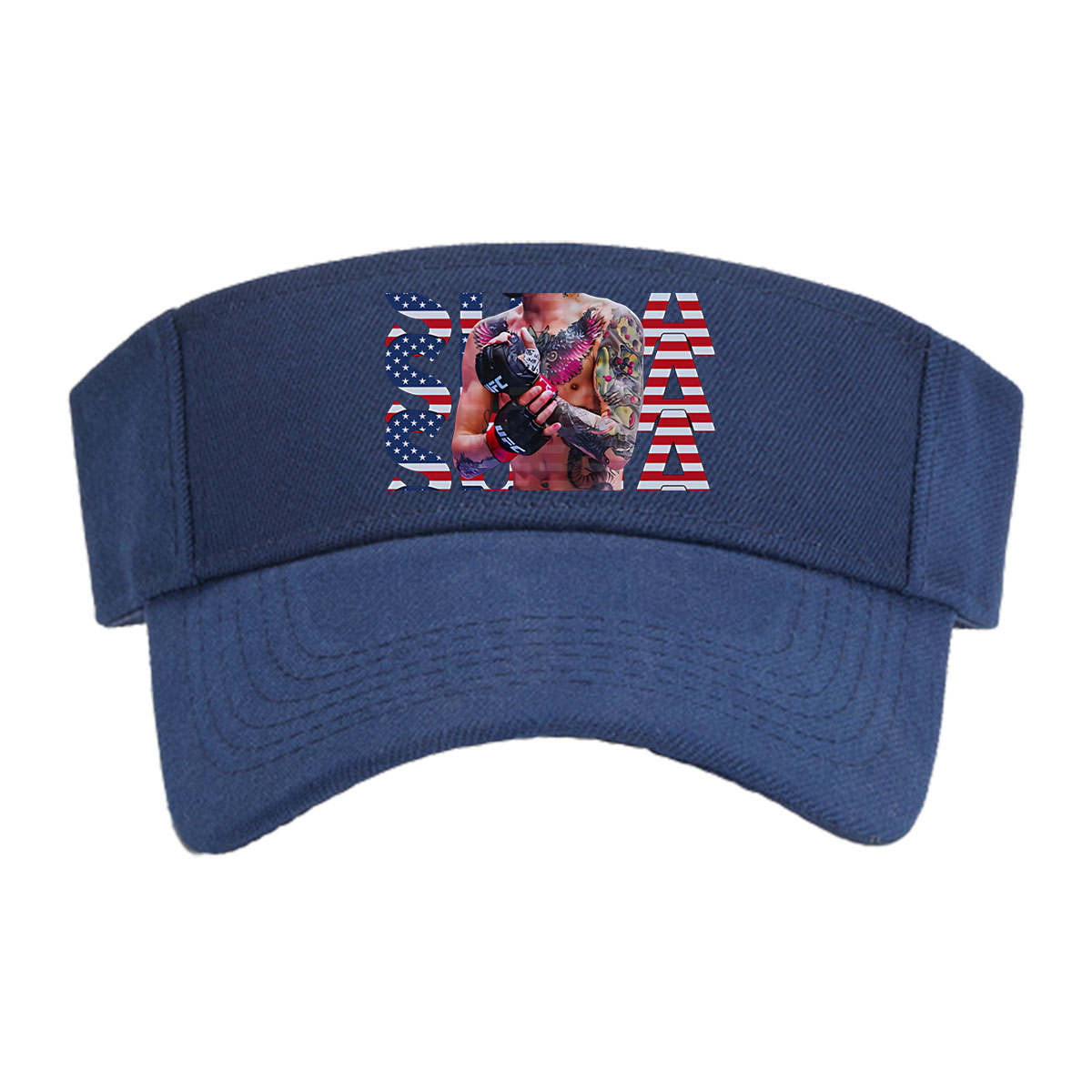 Sean O'Malley in UFC Gear with American Flag Design Background -  Visor cap
