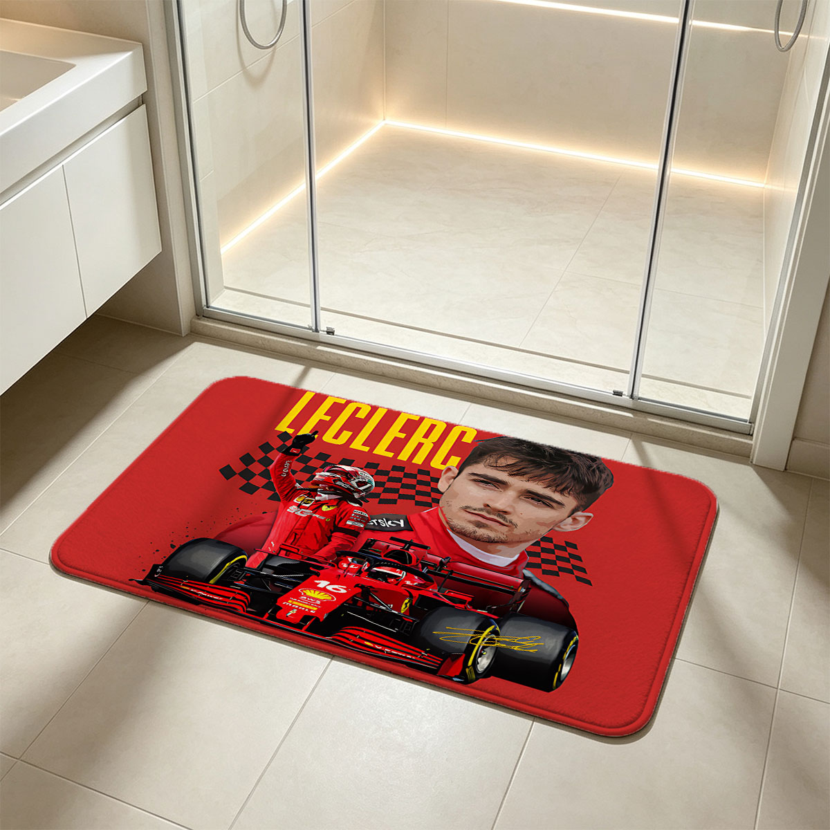 Charles Leclerc Ferrari F1 Racing Team - Flannel floor mat