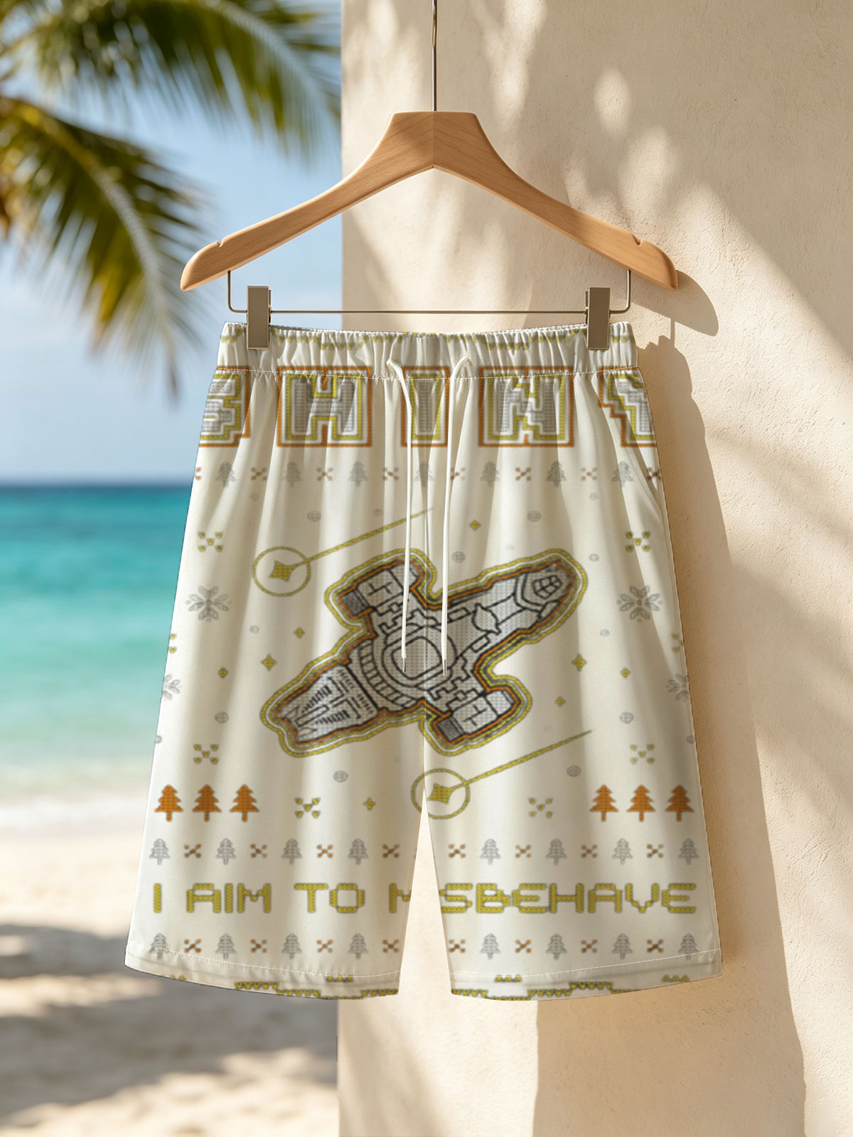 Shiny: Aim to Misbehave - X-Wing Starfighter Holiday Design -  Beach shorts