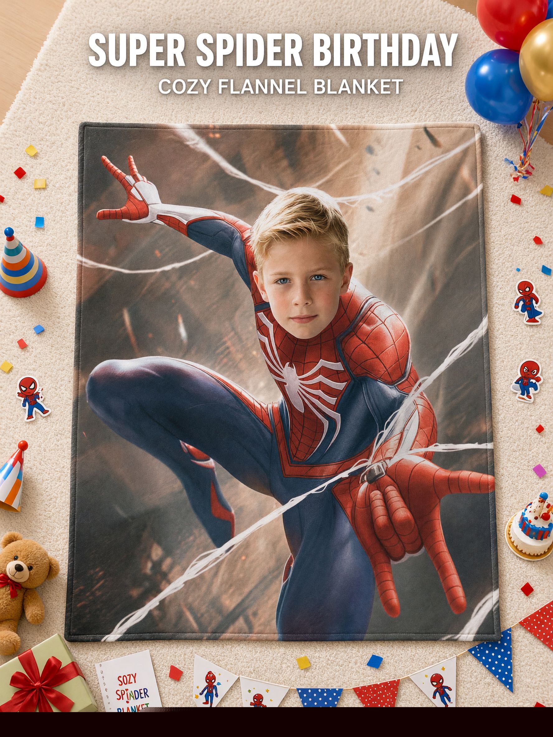 Custom Photo Superhero Flannel Fleece Throw Blanket Ultra Soft Anti-Pilling Personalized Gift for Kids and Adults