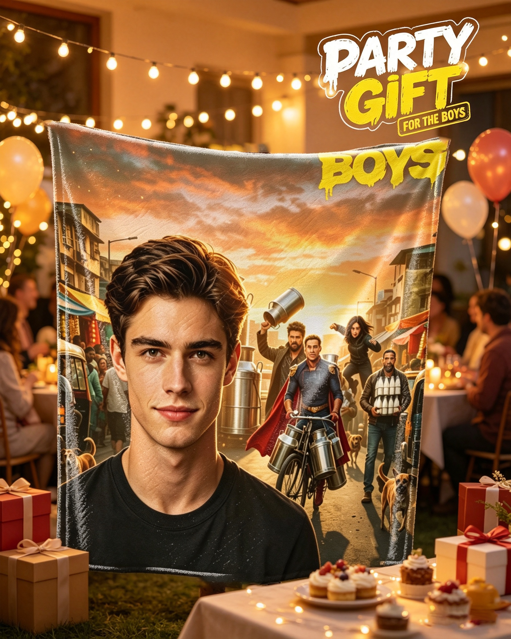 Custom Face Blanket The Boys TV Show Flannel Blanket for Couch, Bed, or Travel – Perfect Gift for Fans of Superhero Series and Pop Culture Enthusiasts