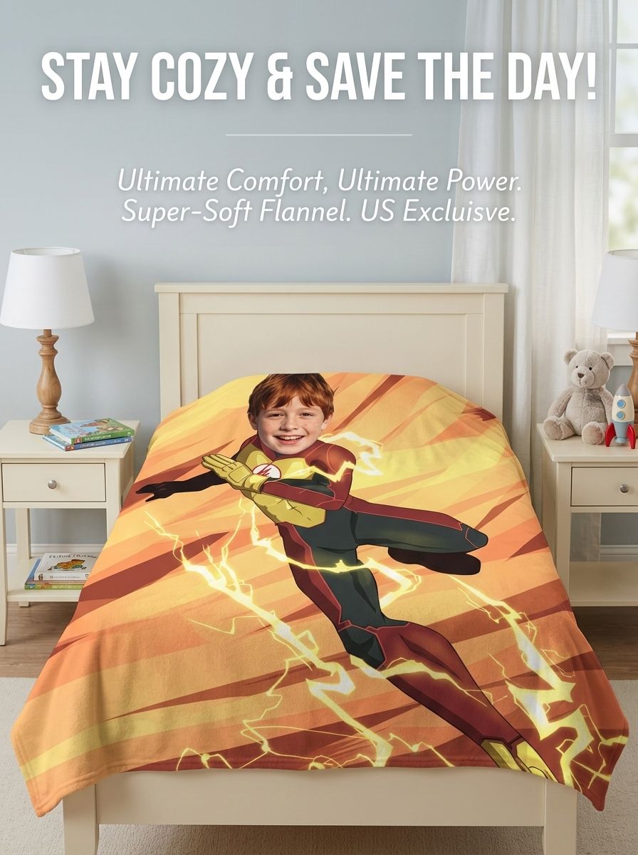 Personalized Superhero Photo Flannel Blanket Custom Face Throw Soft Warm Fleece Bed Couch Cover Ideal Birthday Gift