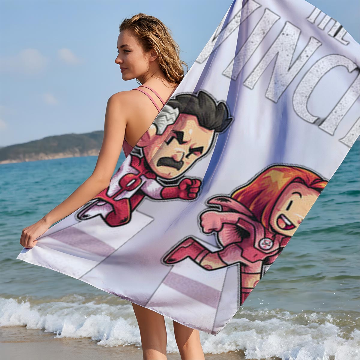 The Invincible: Four Heroes Running Across a Zebra Crossing - Beach towels