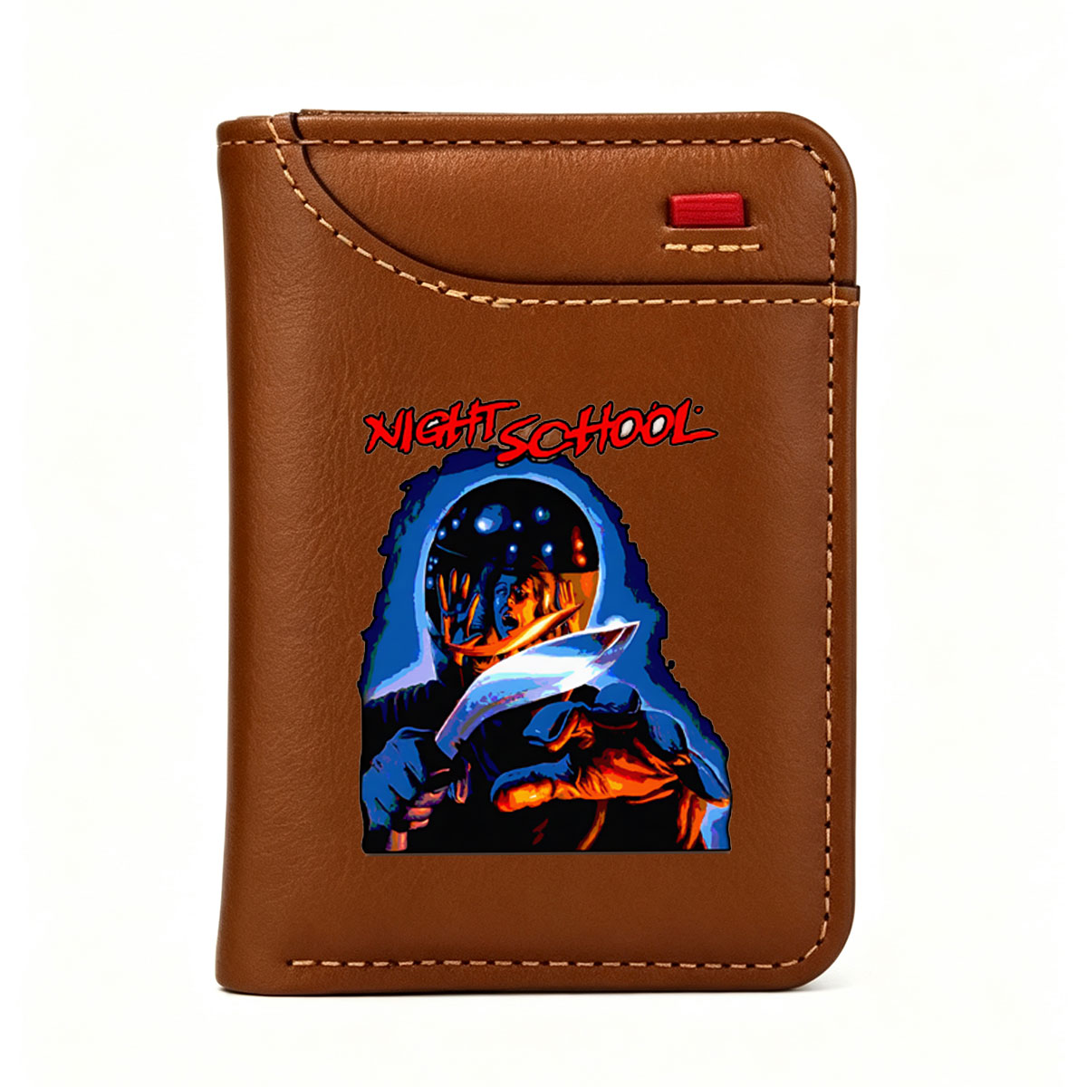 Night School: Hooded Figure with Knife and Distorted Face - Vertical Style Wallet