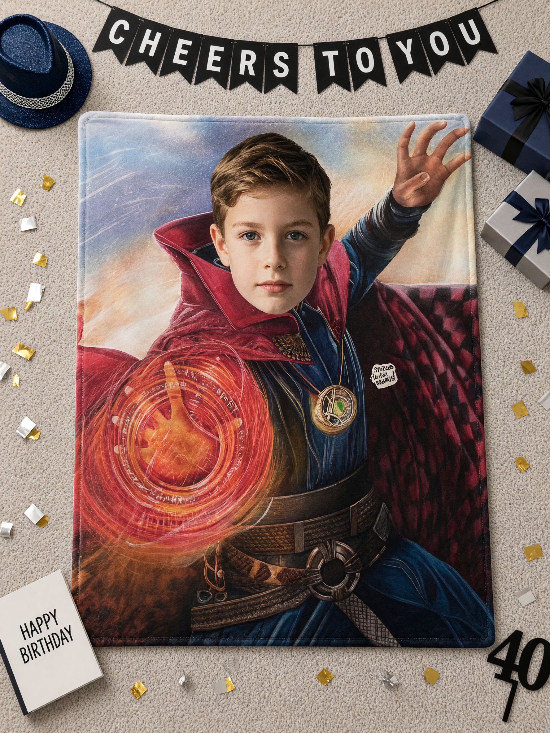Custom Face Superhero Fleece Blanket, Personalized Photo Soft Warm Flannel Throw, Ideal Unique Gift for Kids and Family
