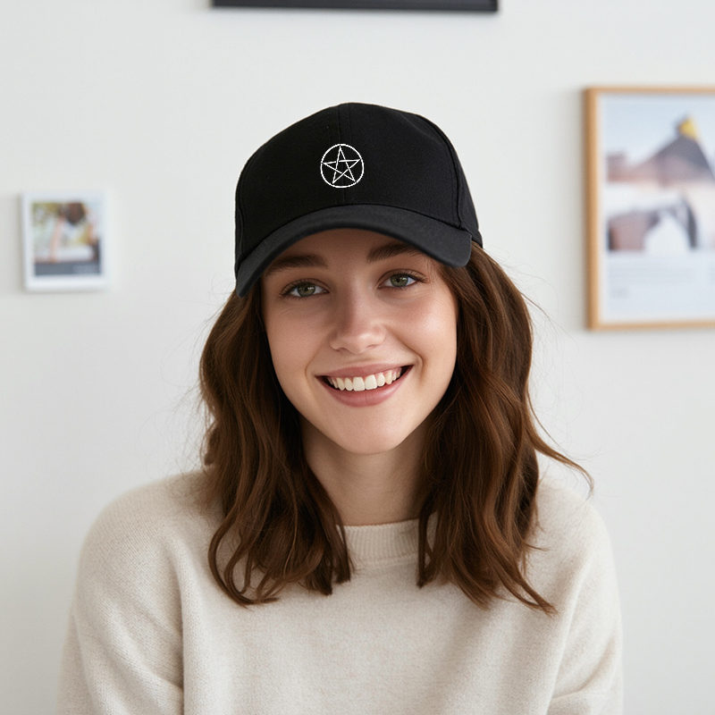 1pc New Baseball Cap with Pentagram Print Design Unisex Adjustable Hat for Outdoor Activities and Casual Wear Suitable for Adults Who Love Unique Symbolic Style