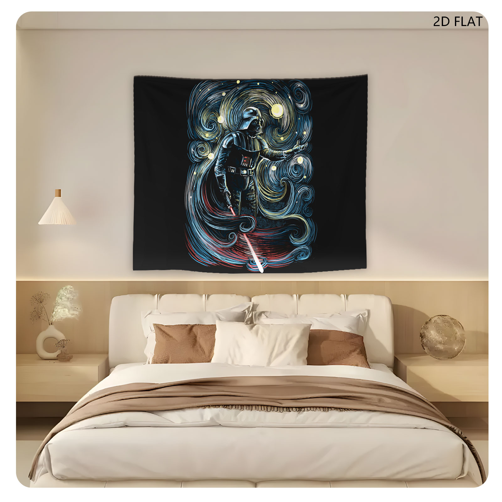 Darth Vader in a Starry Night Style Artwork - Tapestry
