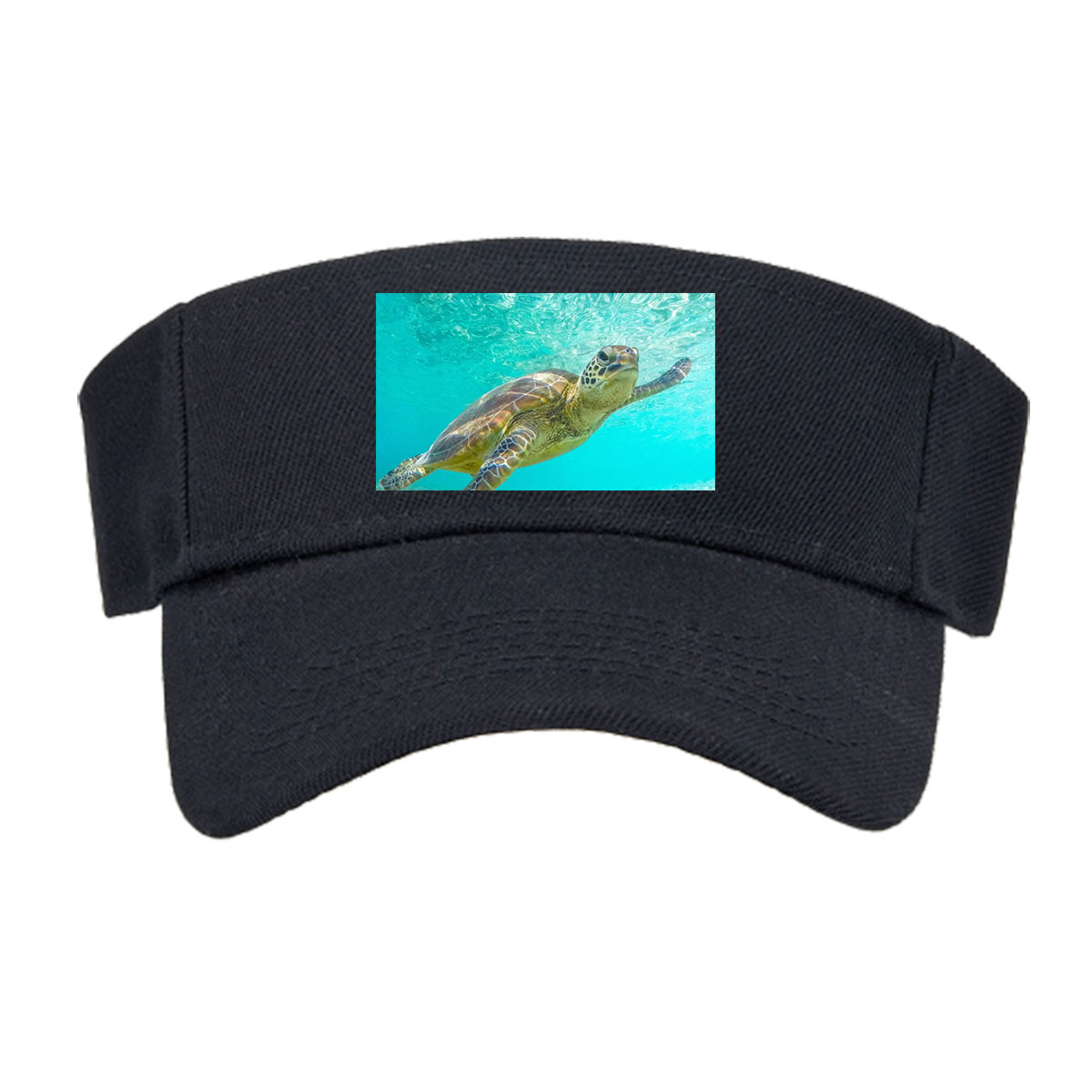 Sea Turtle Swimming in Crystal Clear Waters -  Visor cap