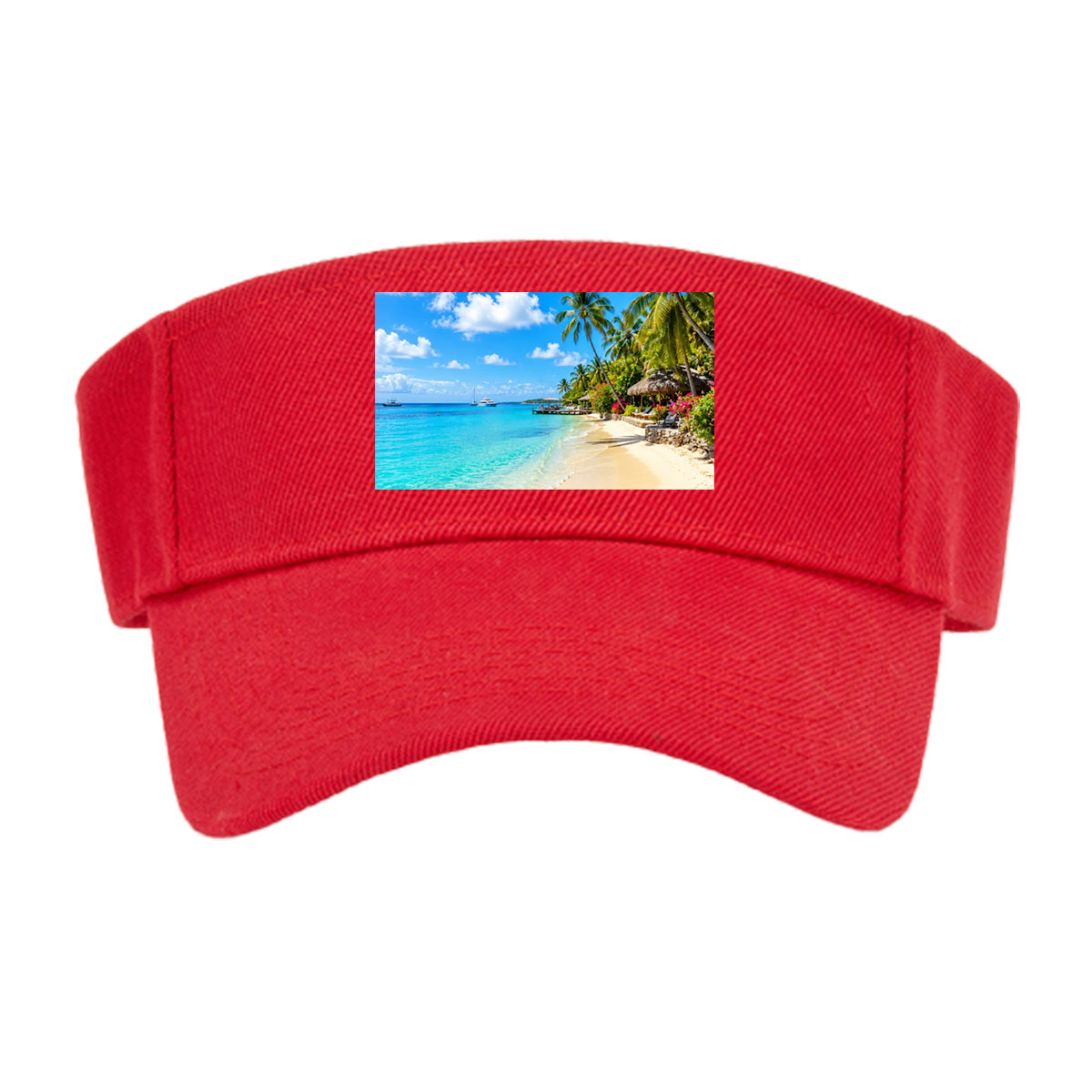 Tropical Beach with Palm Trees and Crystal Clear Water -  Visor cap
