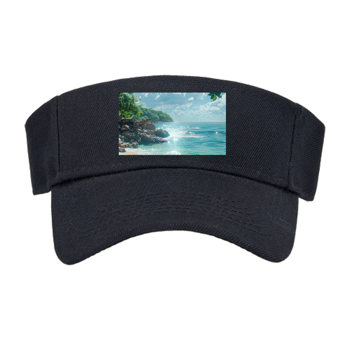 Tropical Beach with Palm Trees and Crystal Clear Water -  Visor cap