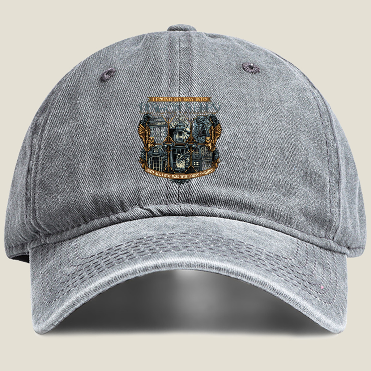 Harry Potter Diagon Alley T-Shirt Design - Washed Denim - Baseball Cap