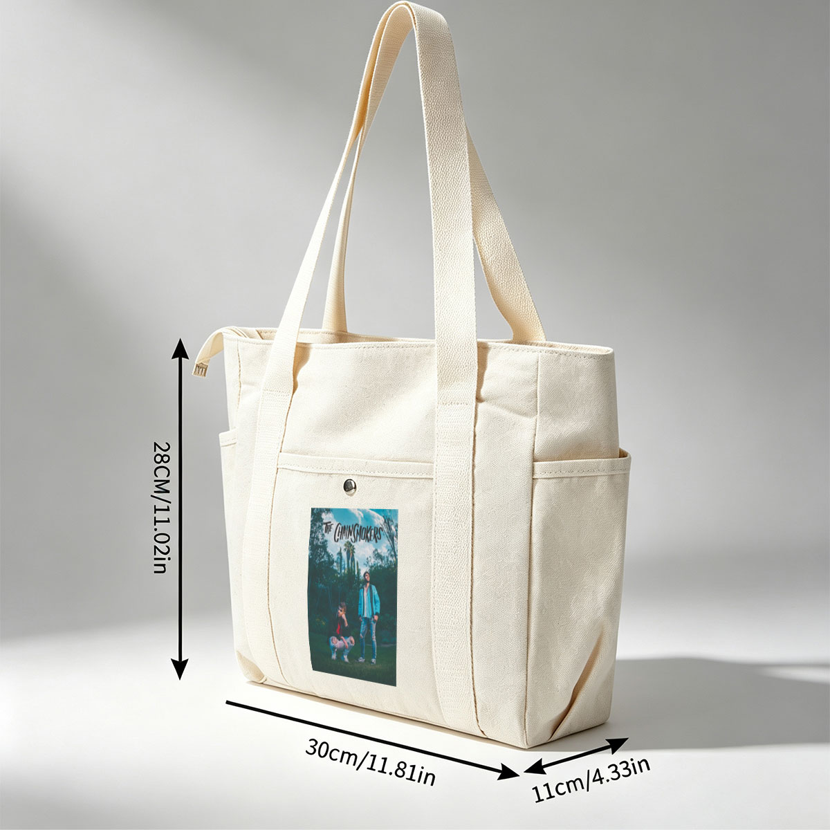 The Chainsmokers in a Lush Garden with Palm Trees and Vibrant Outfits - Multi-pocket bags