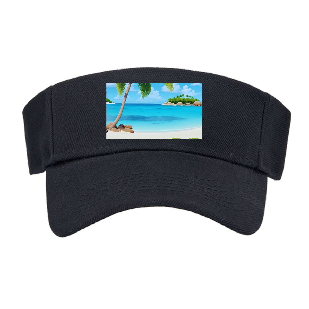 Tropical Beach with Palm Tree and Clear Blue Water -  Visor cap