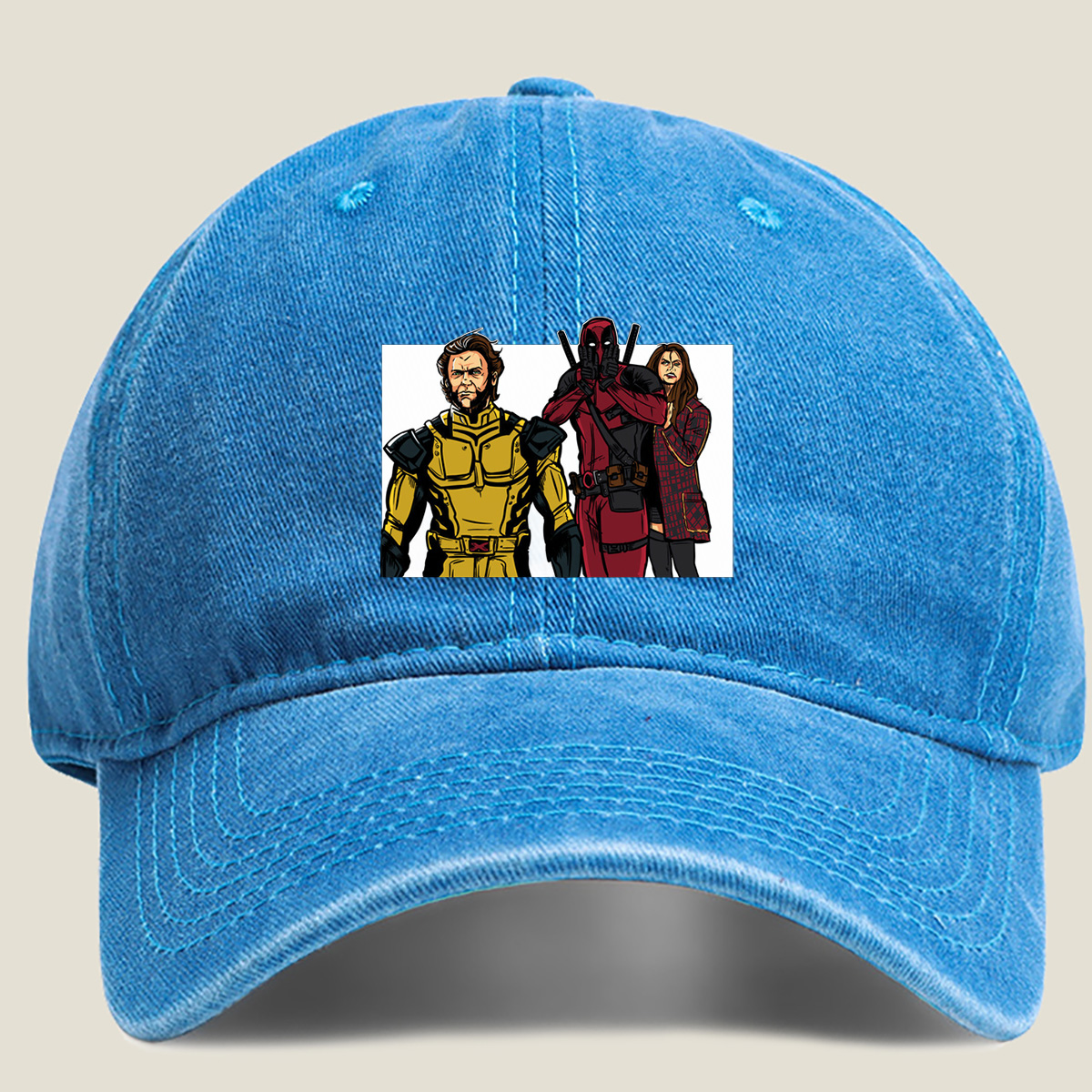 X-Men: Wolverine, Deadpool, and Jean Grey - Washed Denim - Baseball Cap