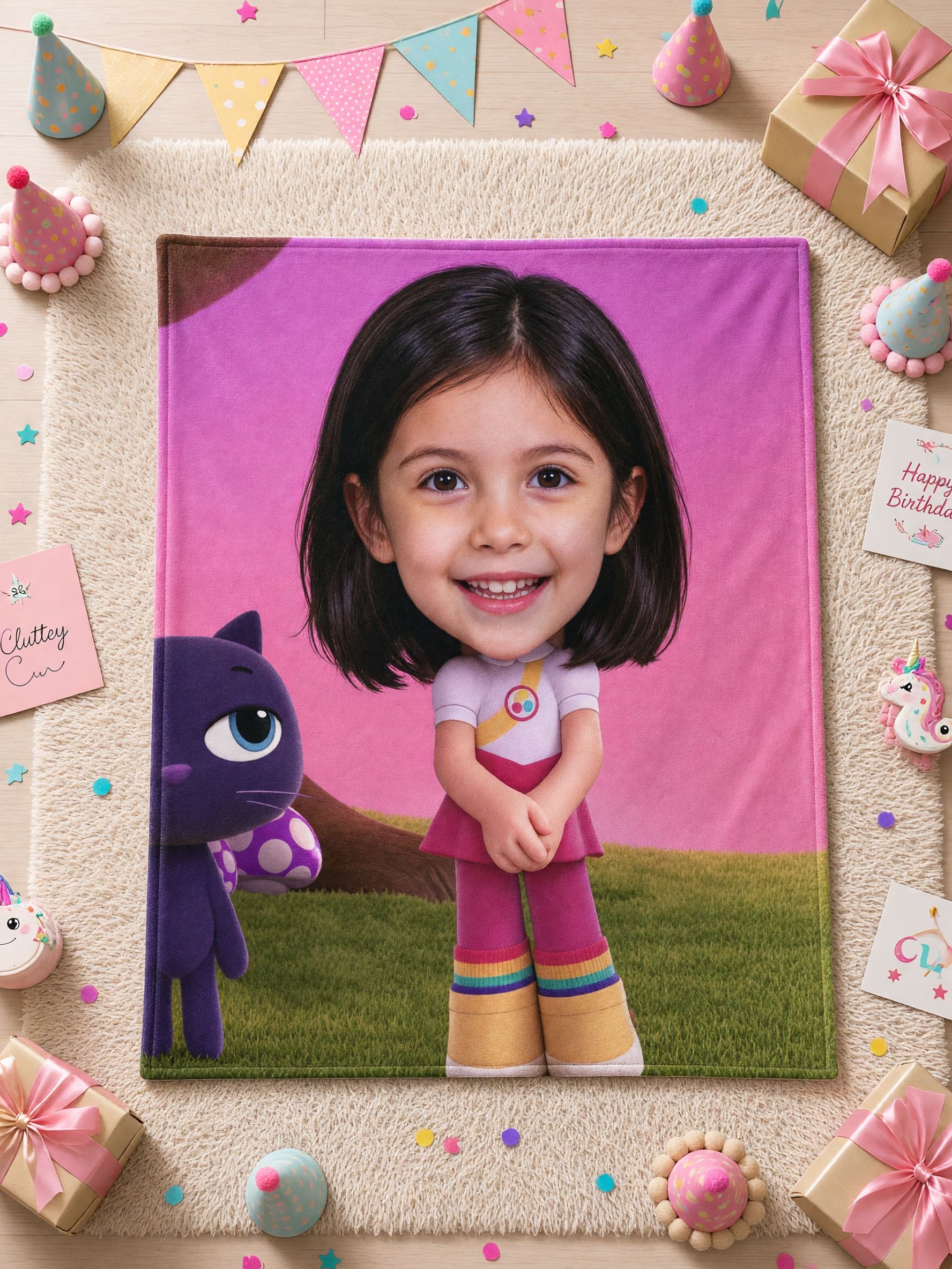 Custom Face Blanket Personalized Cartoon Big Head Soft Flannel Fleece Throw, Ideal Cozy Gift for Kids and Family